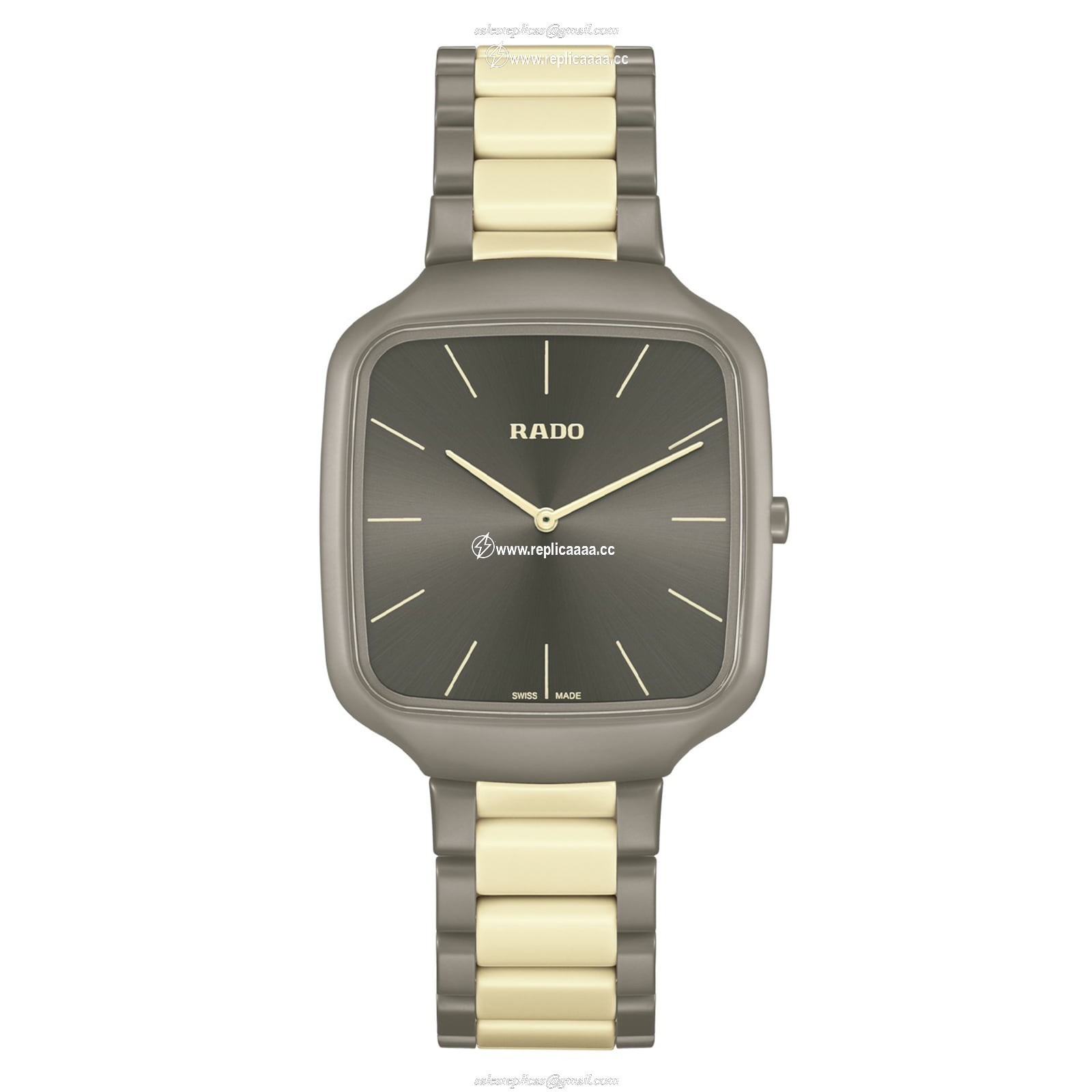 Rado True Square Thinline X Les Couleurs Le Corbusier 37mm Limited Edition Unisex details Grey And Cream R27046172