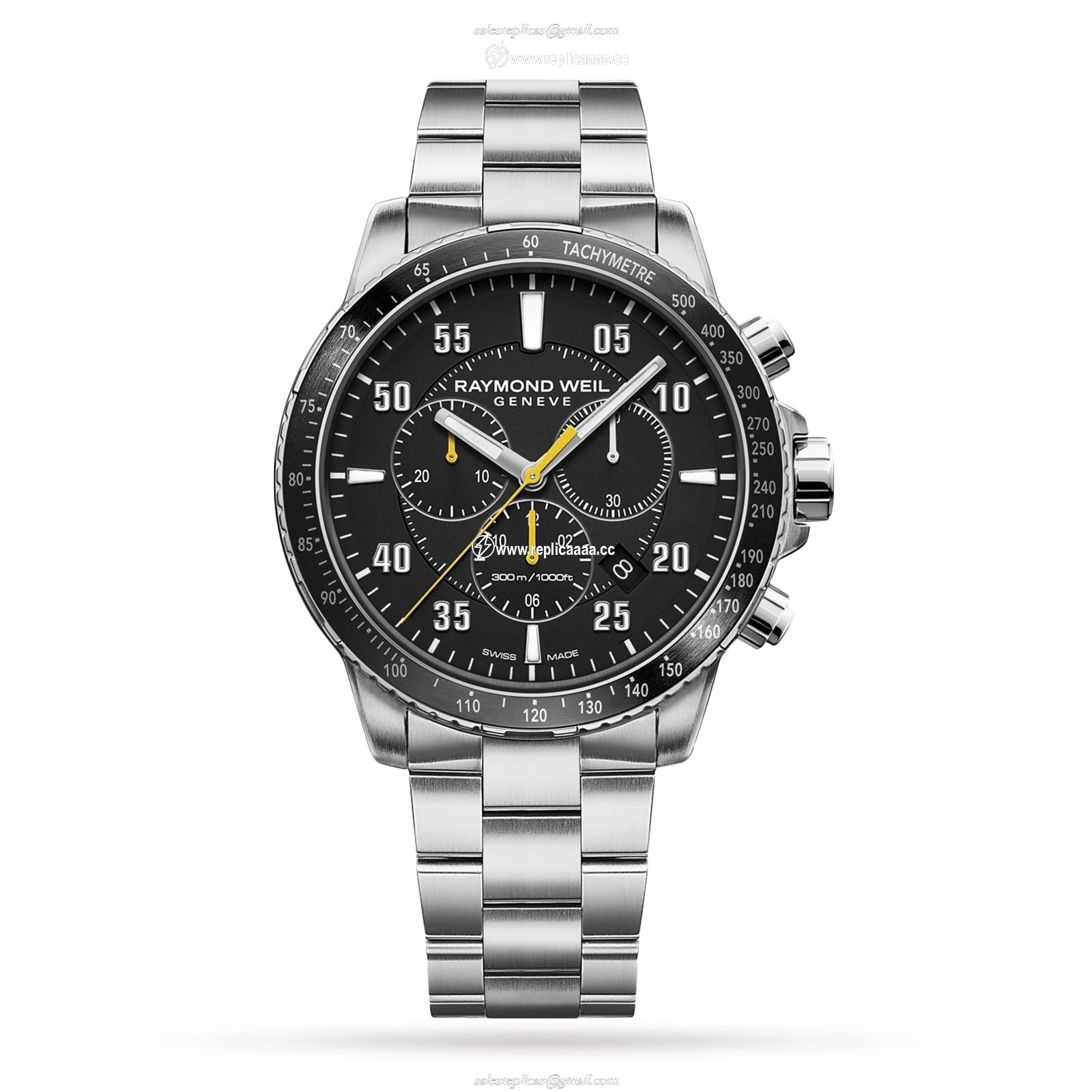 Raymond Weil Black Steel Chronograph Mens Quartz details 8570-ST2-05207 1 Raymond Weil Black Steel Chronograph Mens Quartz details 8570-ST2-05207