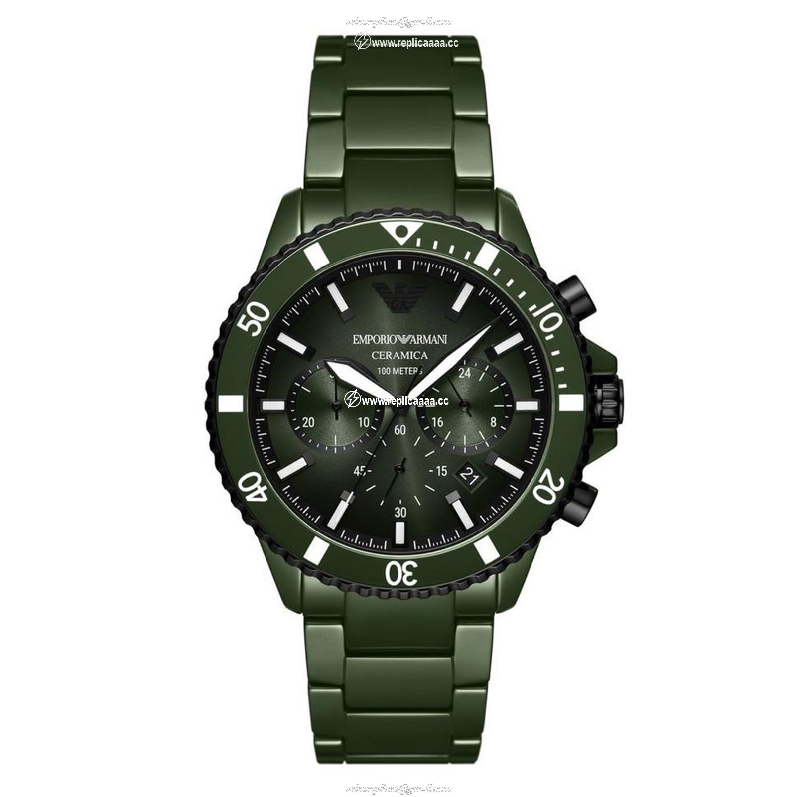 Emporio Armani Diver Mens details 43mm Green AR70011 1 Emporio Armani Diver Mens details 43mm Green AR70011