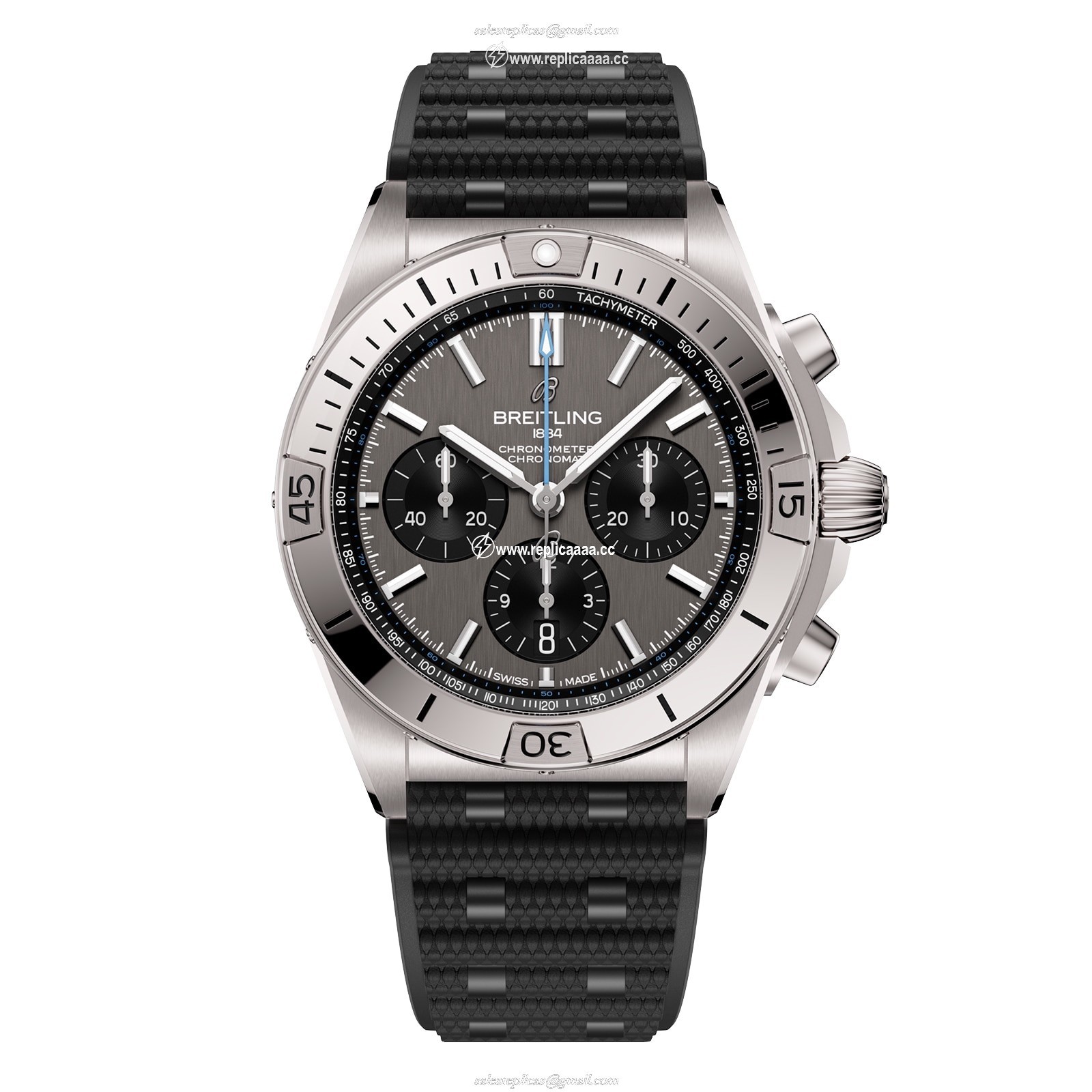 Breitling Chronomat B01 42mm Mens details Grey Rubber EB0134101M1S1 1 Breitling Chronomat B01 42mm Mens details Grey Rubber EB0134101M1S1
