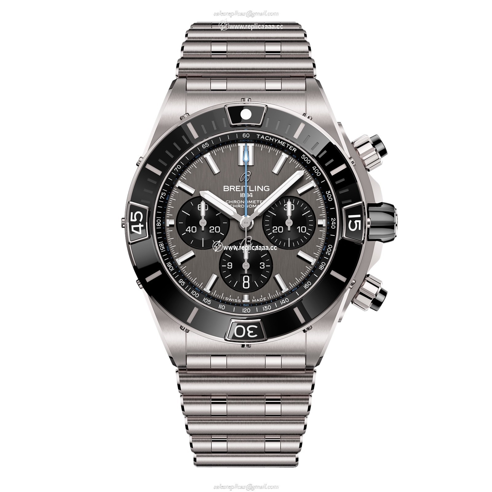 Breitling Super Chronomat B01 44mm Mens details Grey Stainless Steel EB0136251M1E1 1 Breitling Super Chronomat B01 44mm Mens details Grey Stainless Steel EB0136251M1E1