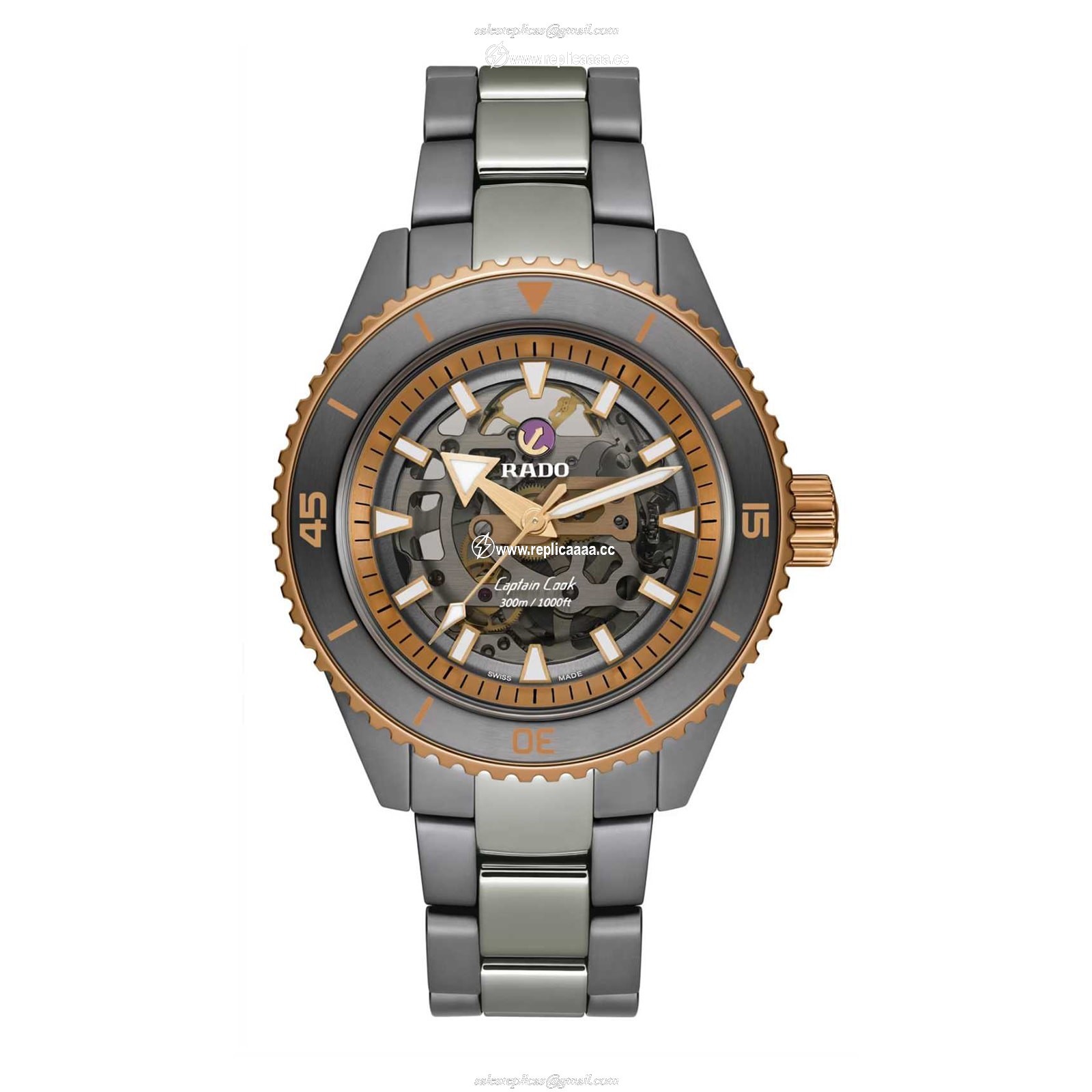 Rado Captain Cook High-Tech Ceramic Skeleton 43mm Mens details R32148162