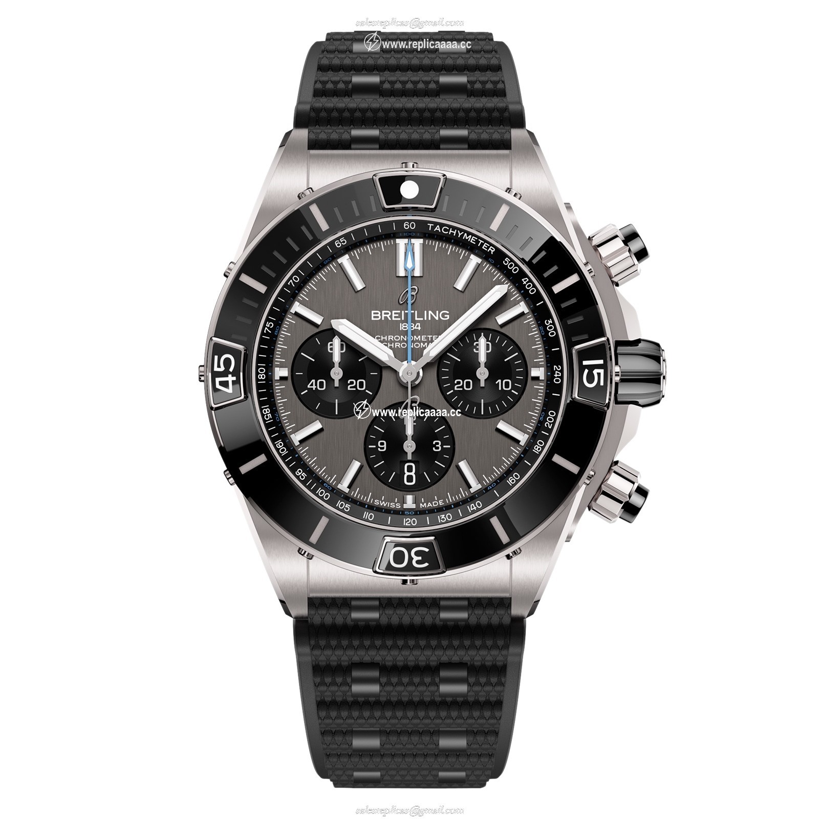 Breitling Super Chronomat B01 44mm Mens details Grey Rubber EB0136251M1S1 1 Breitling Super Chronomat B01 44mm Mens details Grey Rubber EB0136251M1S1