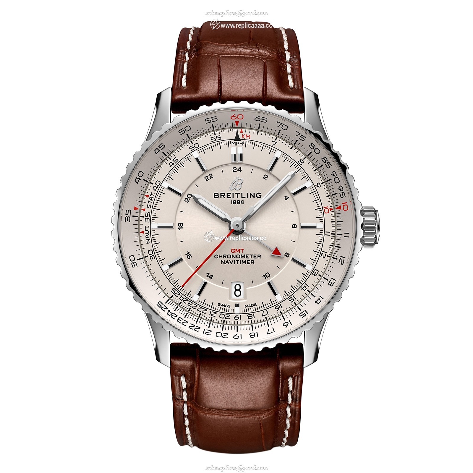 Breitling Navitimer Automatic GMT 41mm Mens details Silver A32310211G1P1