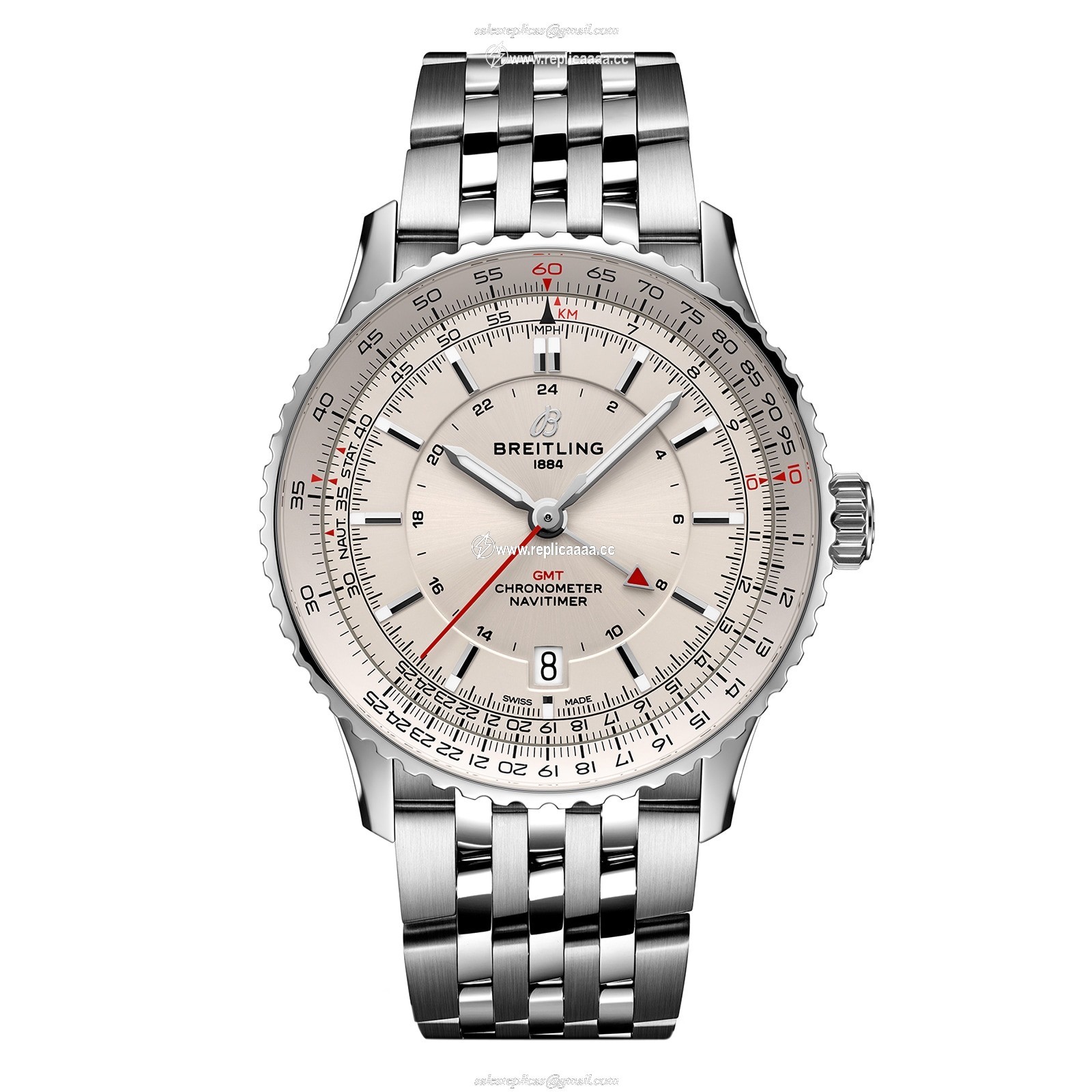 Breitling Navitimer Automatic GMT 41mm Mens details Silver Stainless Steel A32310211G1A1 1 Breitling Navitimer Automatic GMT 41mm Mens details Silver Stainless Steel A32310211G1A1