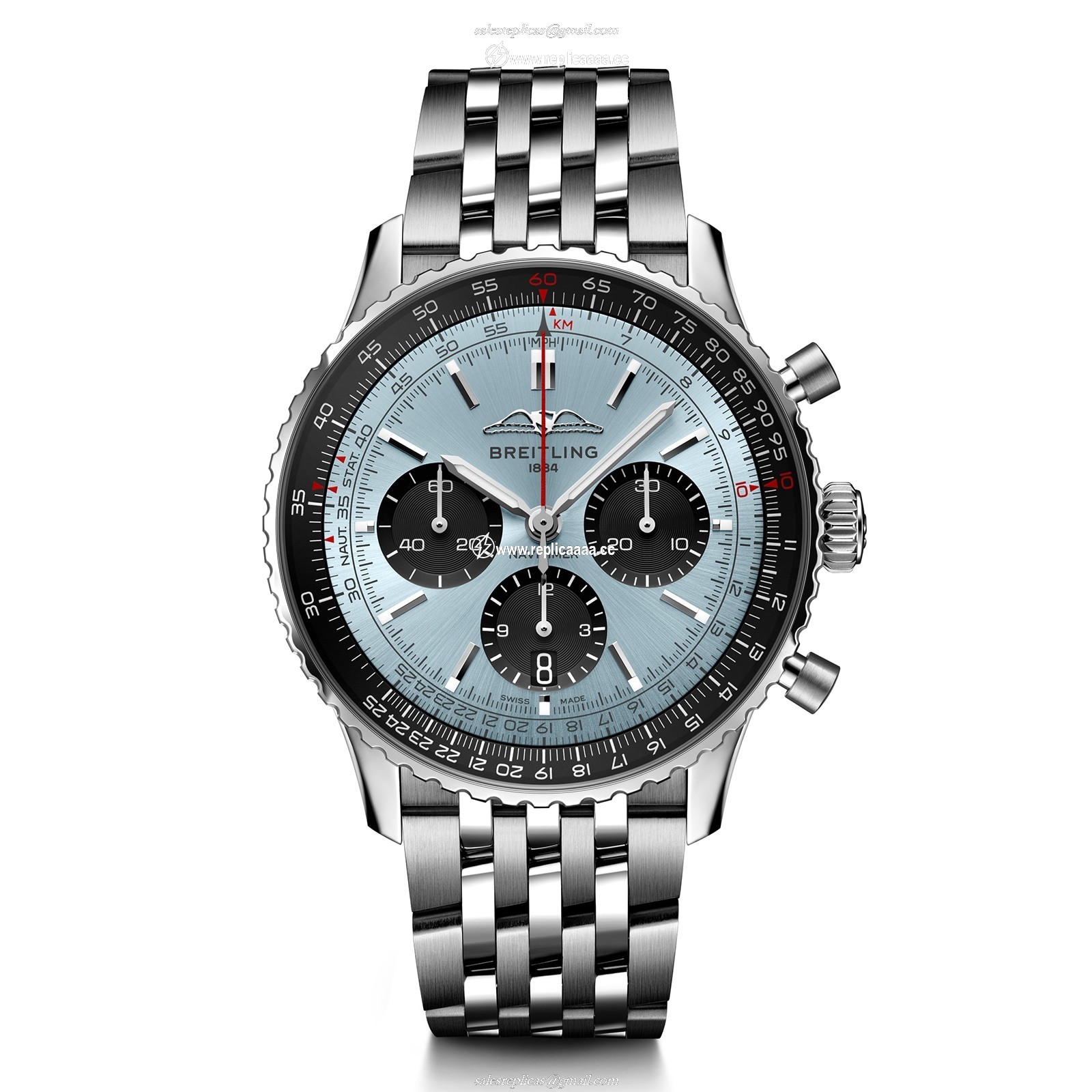Breitling Navitimer B01 Chronograph 43 Stainless Steel Ice Blue details AB0138241C1A1