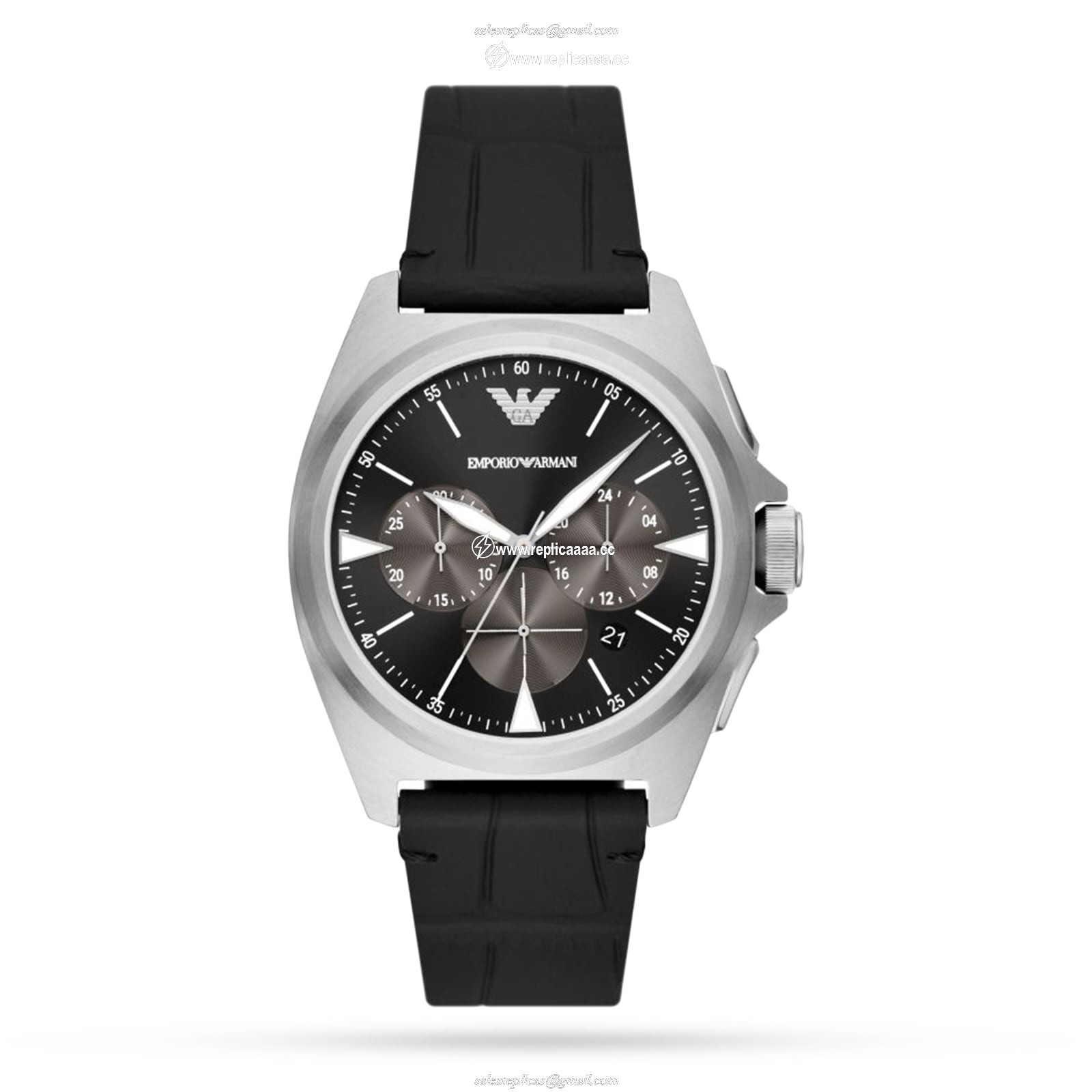 Emporio Armani Chronograph Black Leather Mens details AR11430