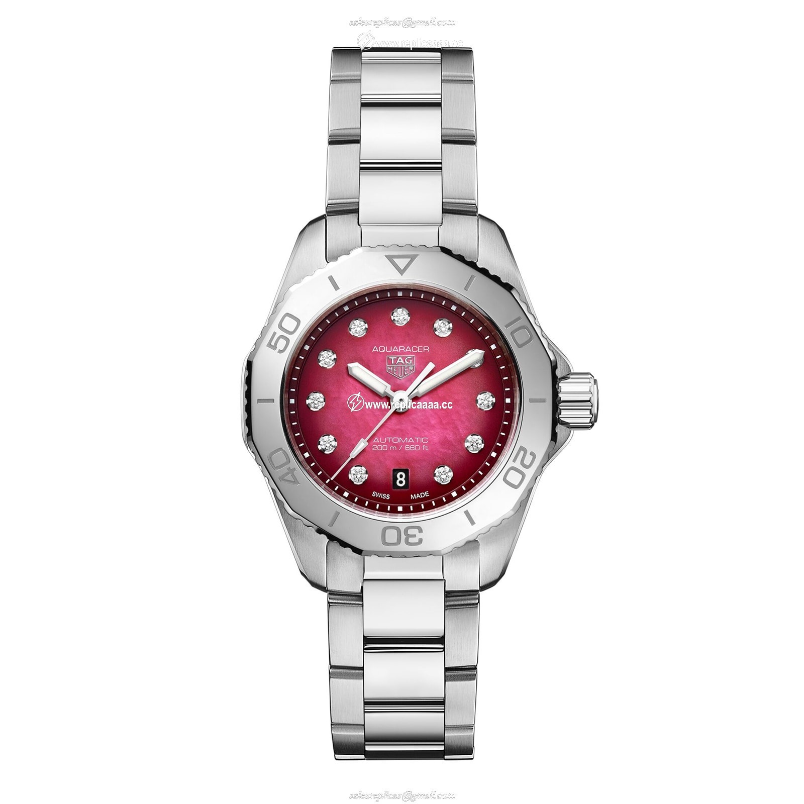 TAG Heuer Aquaracer Professional 200 Date 30mm Ladies details Red WBP2414.BA0622