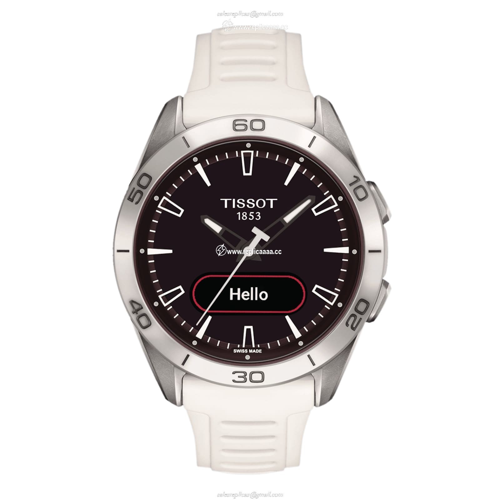 Tissot T-Touch Connect Sport 44mm Unisex details Black With White Silicone Strap T1534204705103
