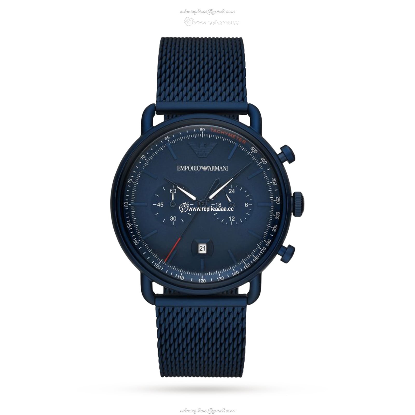 Emporio Armani 43mm Mens Blue Mesh details AR11289