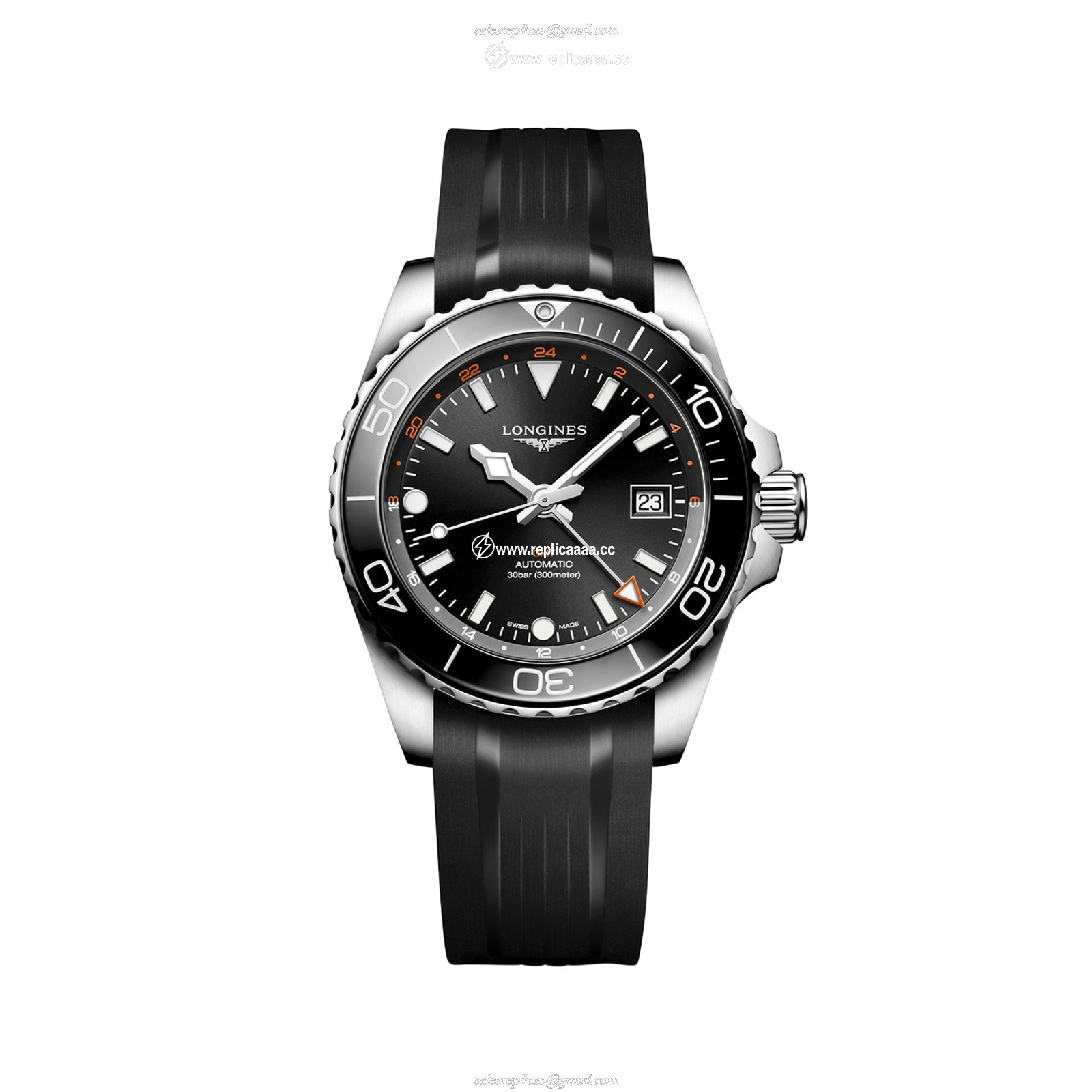 Longines Hydroconquest 41mm Mens details Black Rubber L37904569 1 Longines Hydroconquest 41mm Mens details Black Rubber L37904569