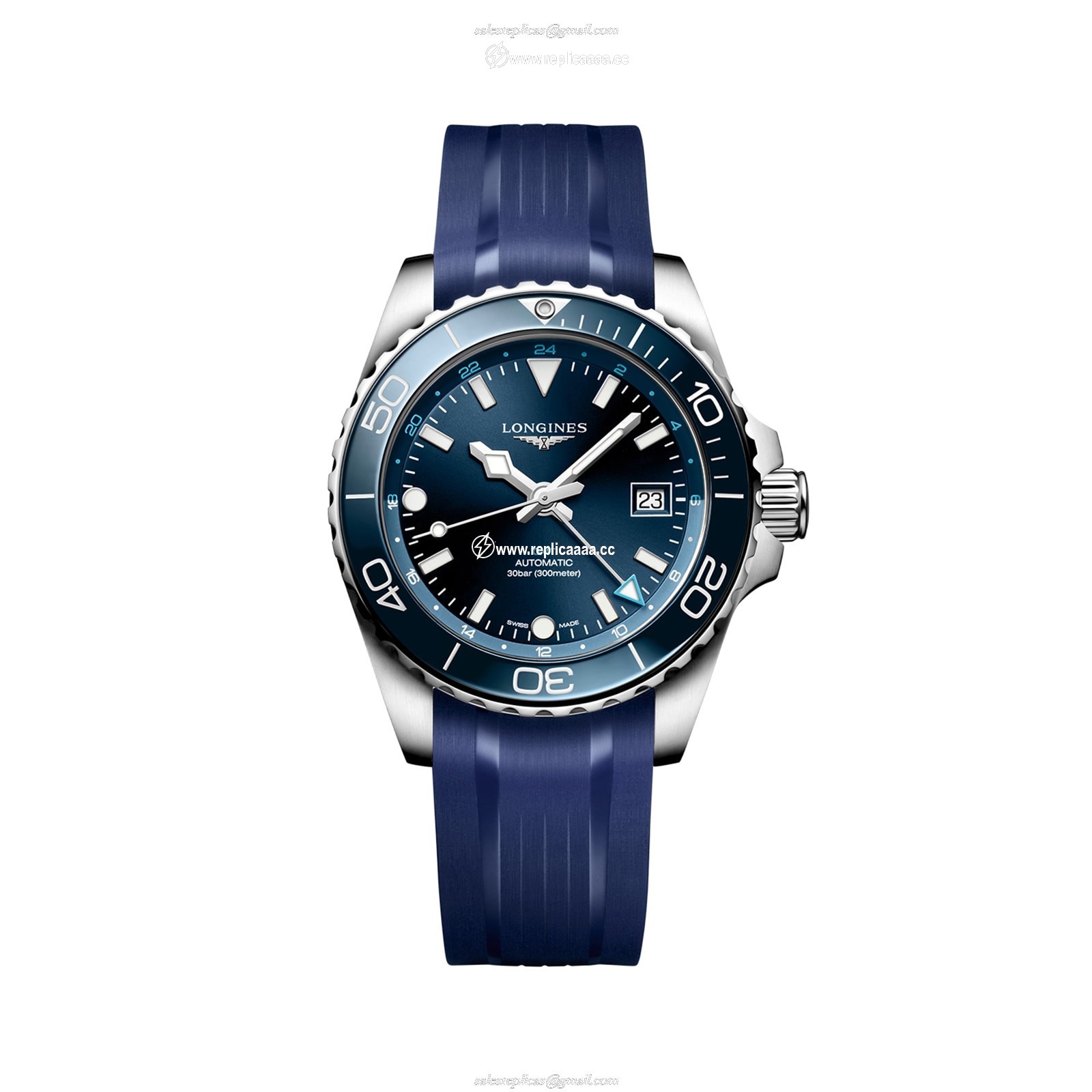 Longines Hydroconquest 41mm Mens details Blue Rubber L37904969 1 Longines Hydroconquest 41mm Mens details Blue Rubber L37904969