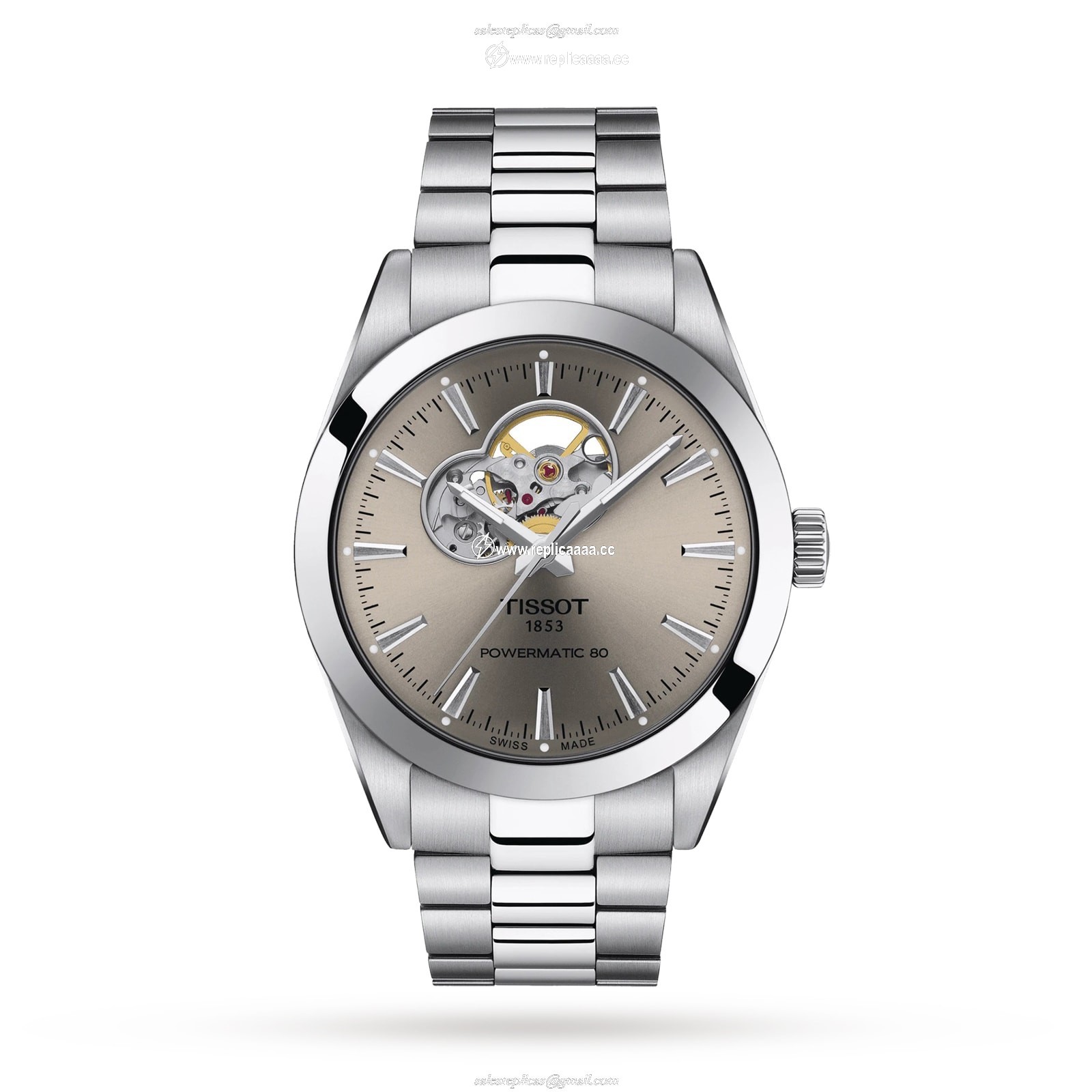 Tissot Gentleman Powermatic 80 Open Heart 40mm Mens details Grey T1274071108100 1 Tissot Gentleman Powermatic 80 Open Heart 40mm Mens details Grey T1274071108100