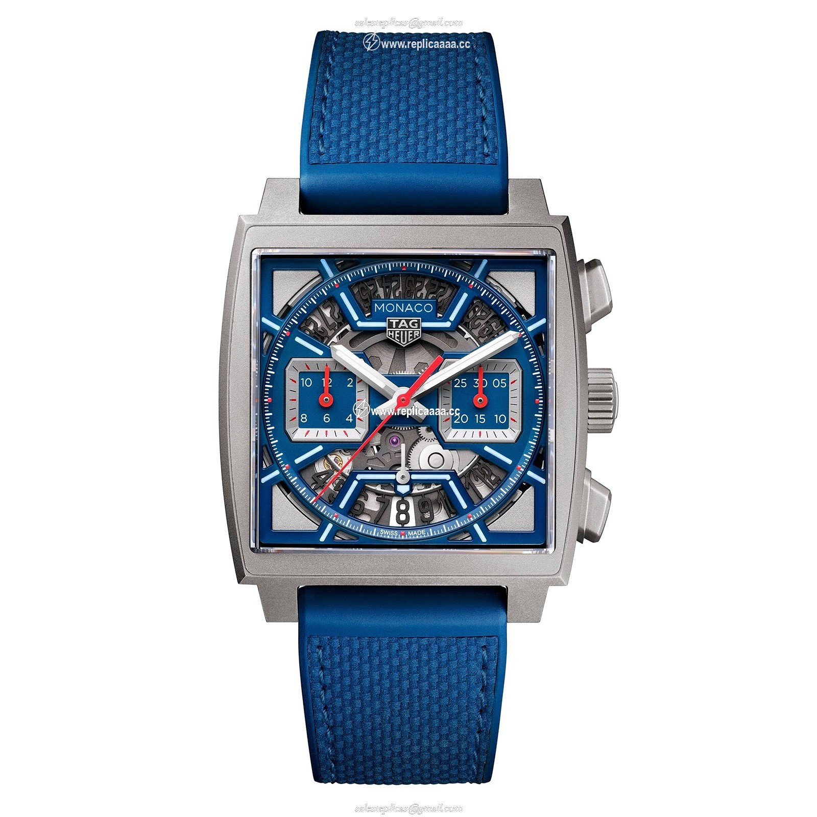 TAG Heuer Monaco Chronograph 39mm Mens details Titanium Blue CBL2182.FT6235