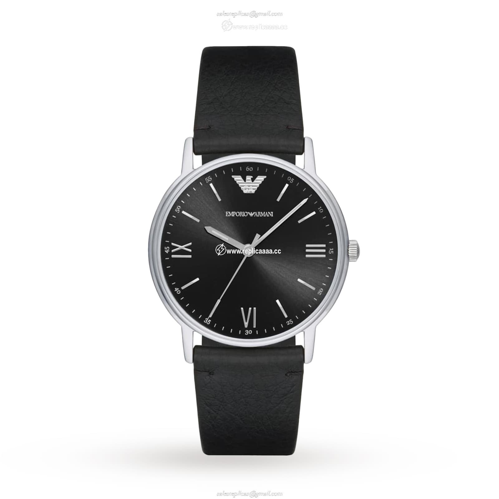 Emporio Armani Black Leather Gents details AR11013 1 Emporio Armani Black Leather Gents details AR11013