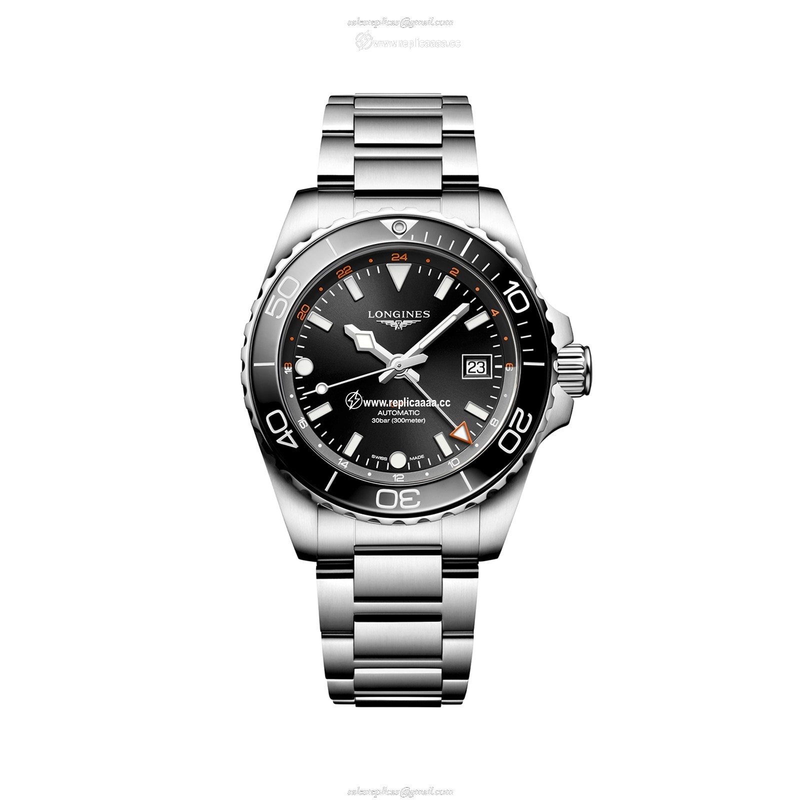 Longines Hydroconquest GMT 41mm Mens details Black Stainless Steel L37904566 1 Longines Hydroconquest GMT 41mm Mens details Black Stainless Steel L37904566