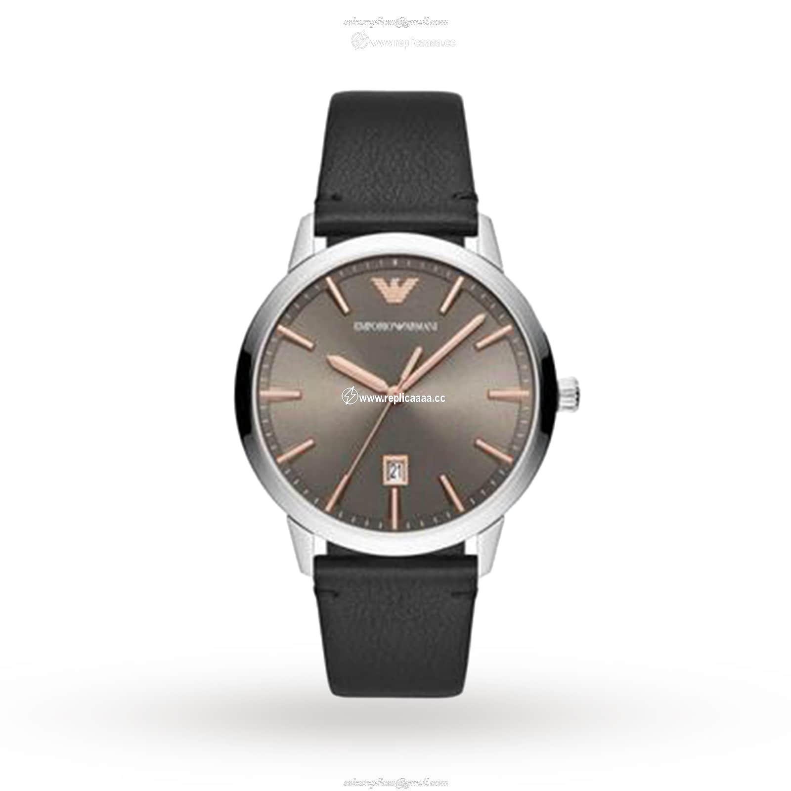 Emporio Armani Black Leather Gents details AR11277 1 Emporio Armani Black Leather Gents details AR11277