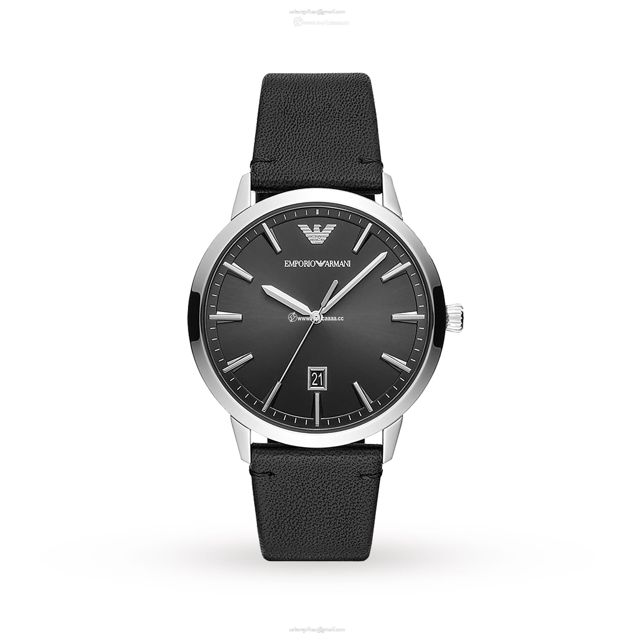 Emporio Armani Black Leather Gents details AR11193 1 Emporio Armani Black Leather Gents details AR11193
