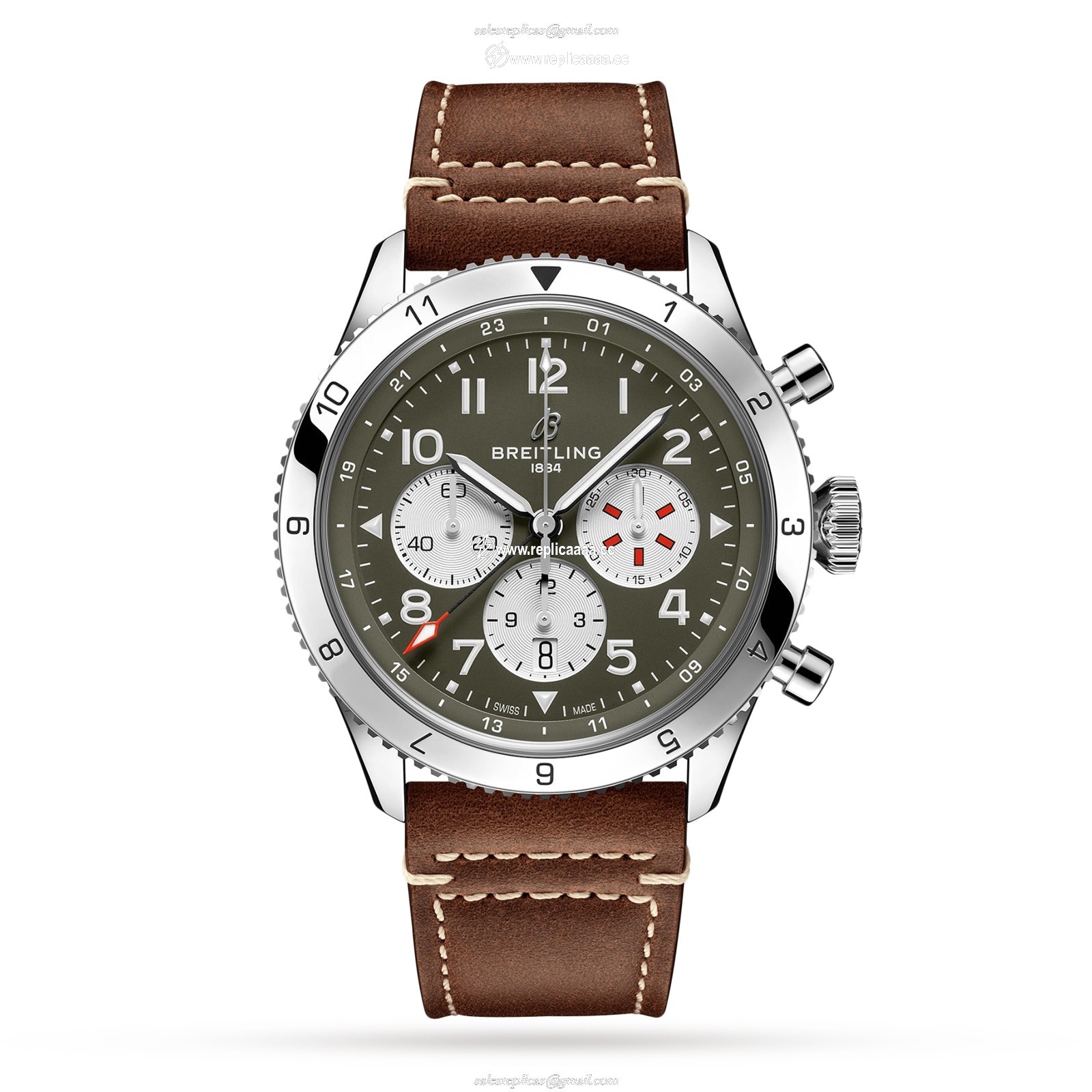 Breitling Super AVI B04 Chronograph Curtiss Warhawk 46 details AB04452A1L1X1