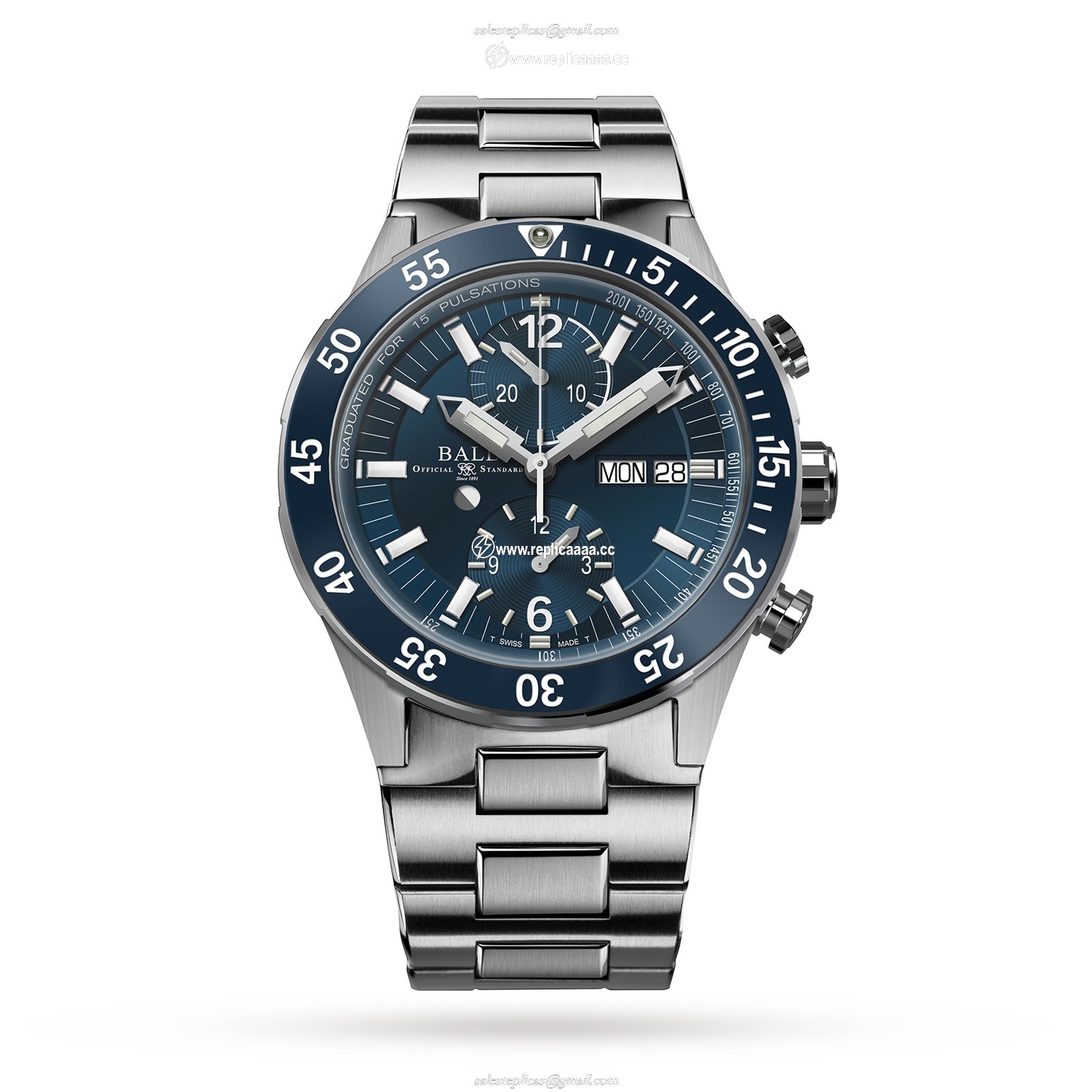 BALL Roadmaster Rescue Chronograph 42mm Mens details Blue DC3030C-S1-BE