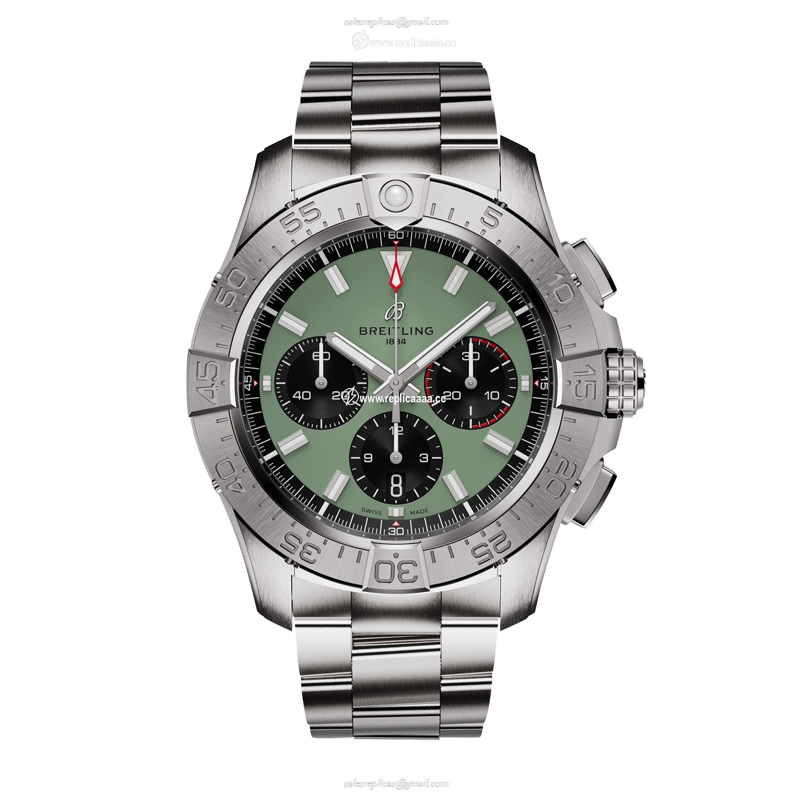 Breitling Avenger Chronograph B01 44mm Mens details Green Stainless Steel AB0147101L1A1 1 Breitling Avenger Chronograph B01 44mm Mens details Green Stainless Steel AB0147101L1A1
