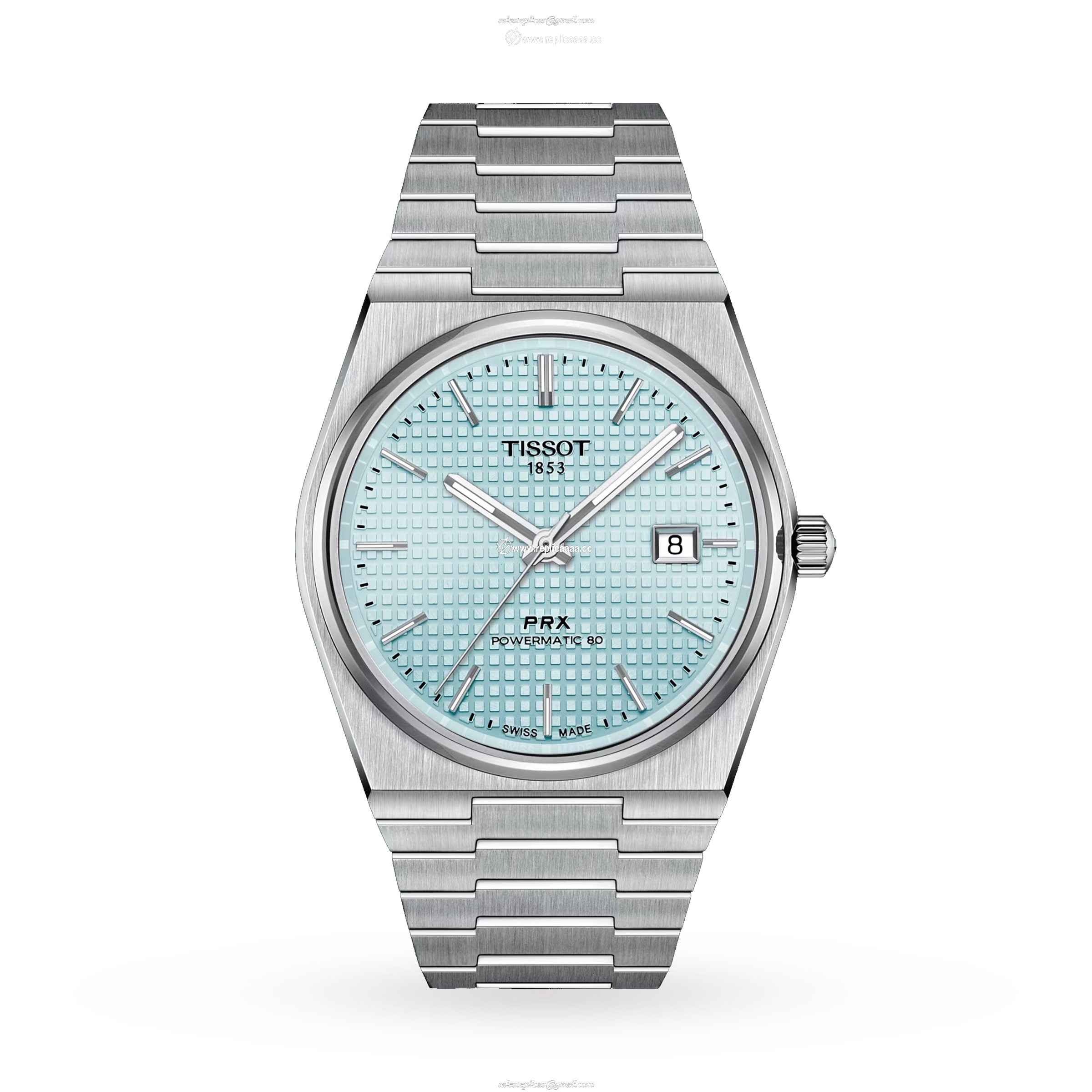 Tissot T-Classic PRX Powermatic 80 40mm Mens details Light Blue T1374071135100 1 Tissot T-Classic PRX Powermatic 80 40mm Mens details Light Blue T1374071135100