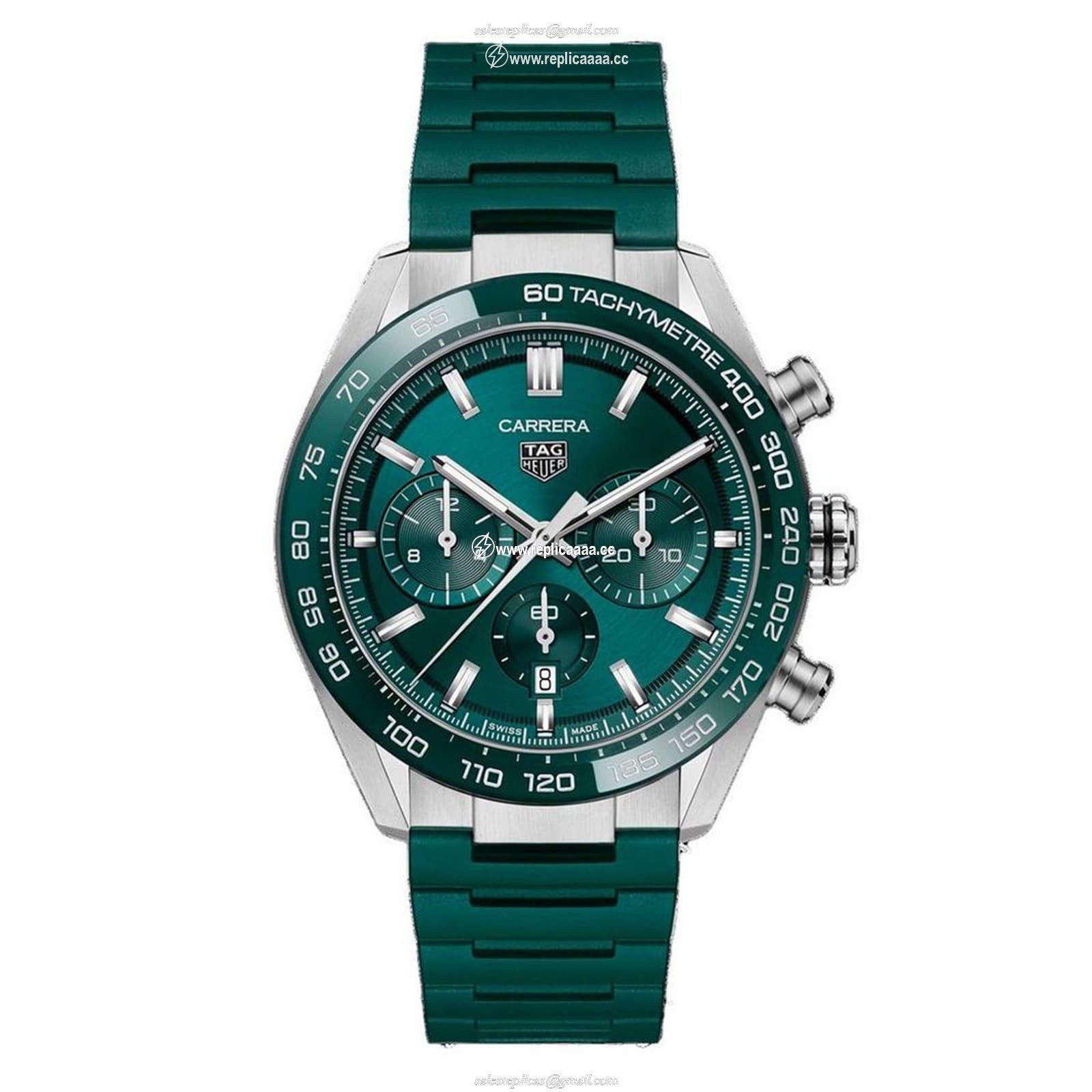 TAG Heuer Carrera Chronograph 44mm Mens details Green Rubber CBN2A1N.FT6238 1 TAG Heuer Carrera Chronograph 44mm Mens details Green Rubber CBN2A1N.FT6238