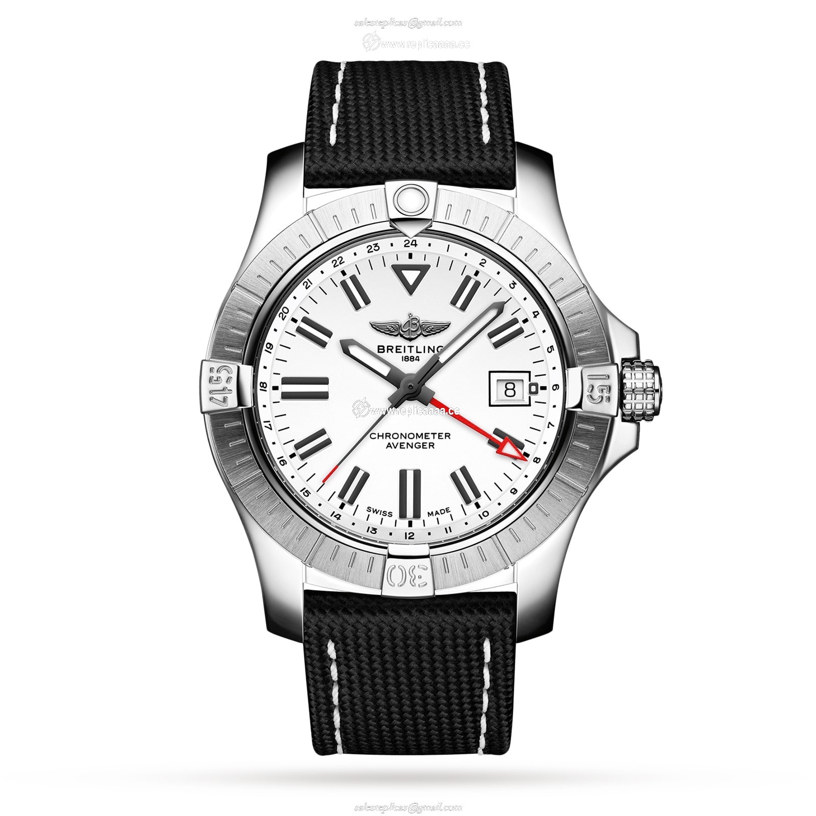Breitling Avenger Automatic GMT 43 Stainless Steel Leather Strap details A32397101A1X2 1 Breitling Avenger Automatic GMT 43 Stainless Steel Leather Strap details A32397101A1X2