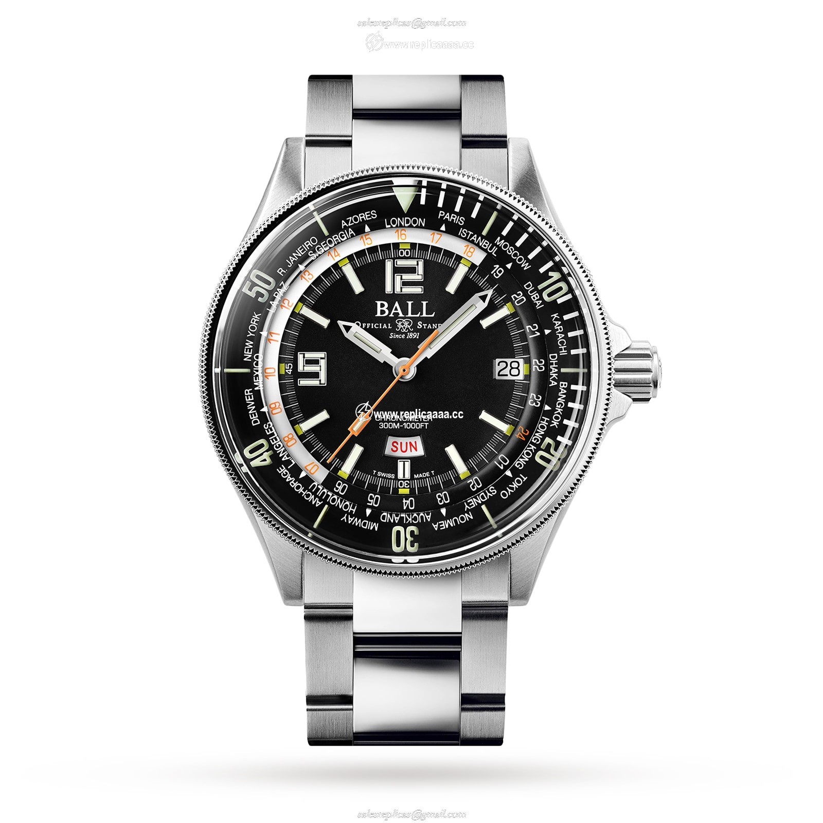 BALL Engineer Master II Diver Worldtime 42mm Mens details DG2232A-SC-BK