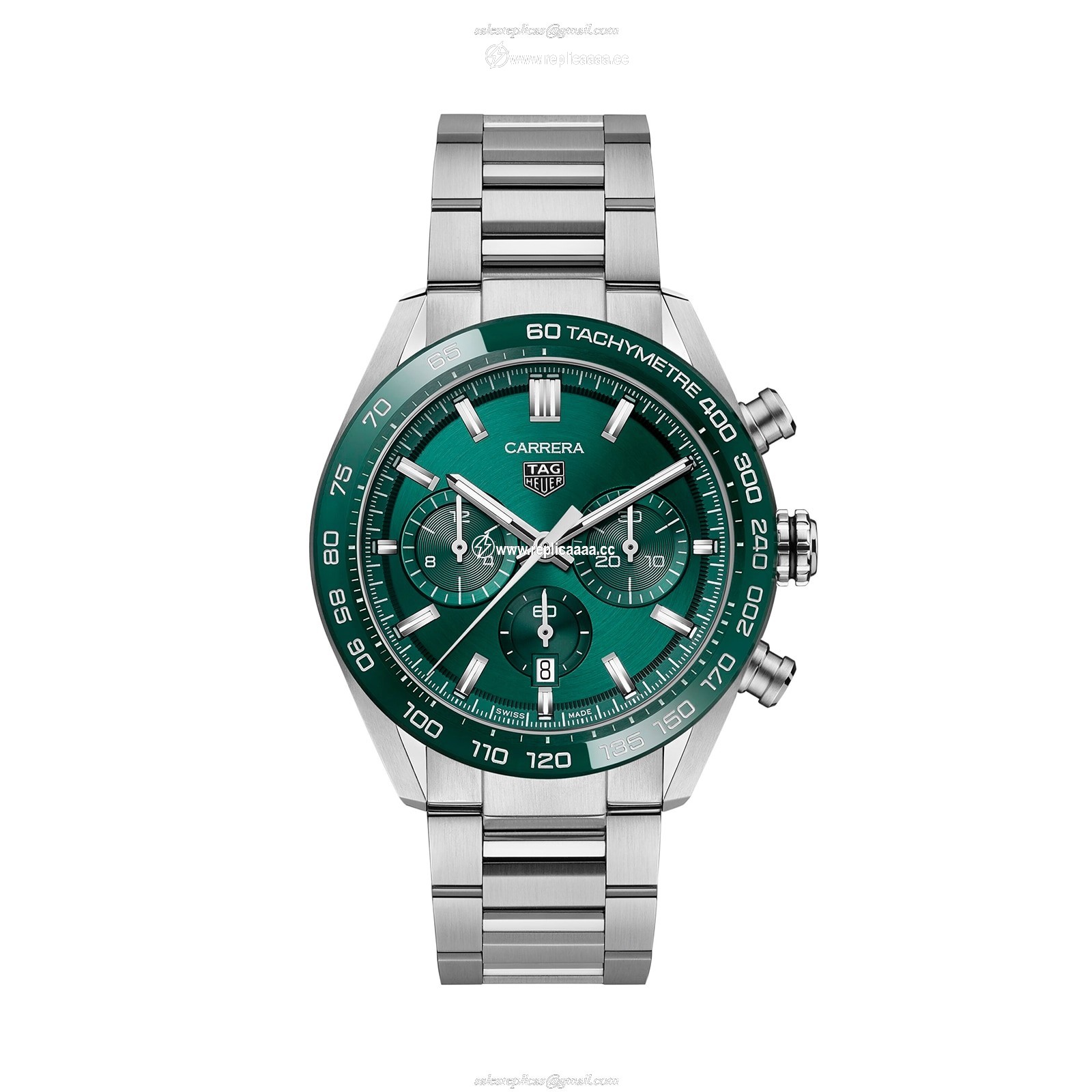 TAG Heuer Carrera Chronograph 44mm Mens details Green Stainless Steel CBN2A1N.BA0643 1 TAG Heuer Carrera Chronograph 44mm Mens details Green Stainless Steel CBN2A1N.BA0643