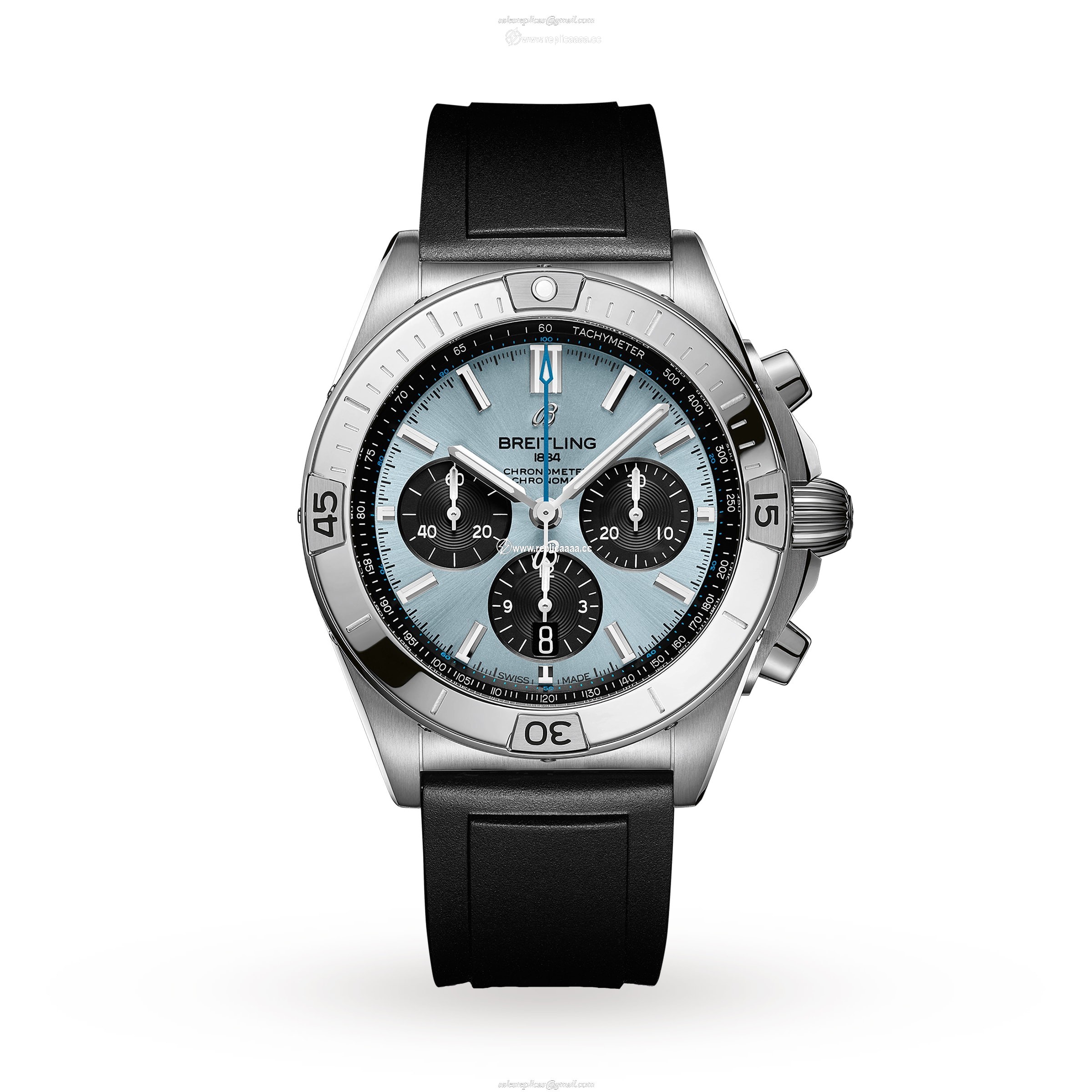 Breitling Chronomat B01 42 Stainless Steel platinum Rubber Strap - Ice Blue details PB0134101C1S1 1 Breitling Chronomat B01 42 Stainless Steel platinum Rubber Strap - Ice Blue details PB0134101C1S1