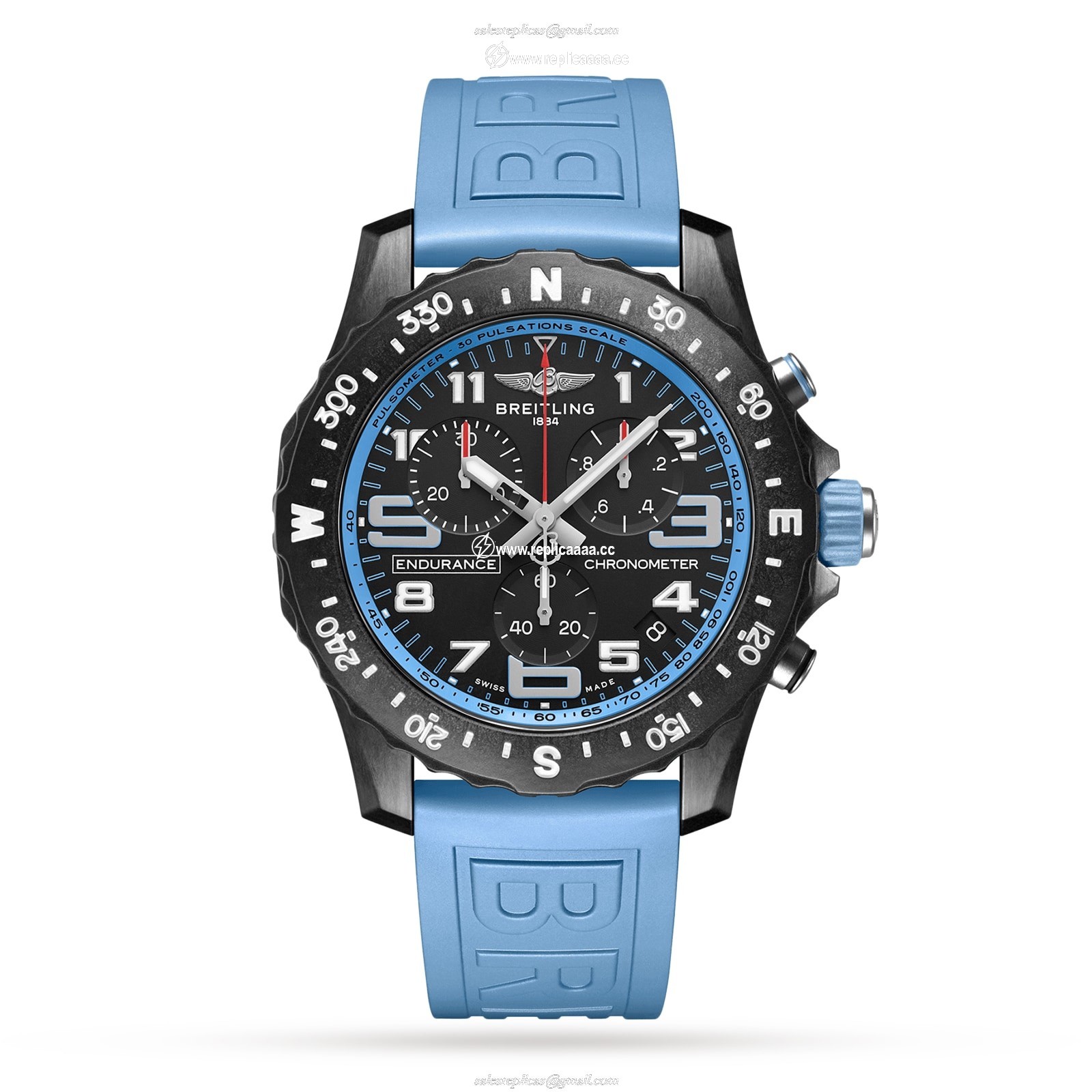 Breitling Endurance Pro 44mm Turquoise Rubber Strap details X82310281B1S1