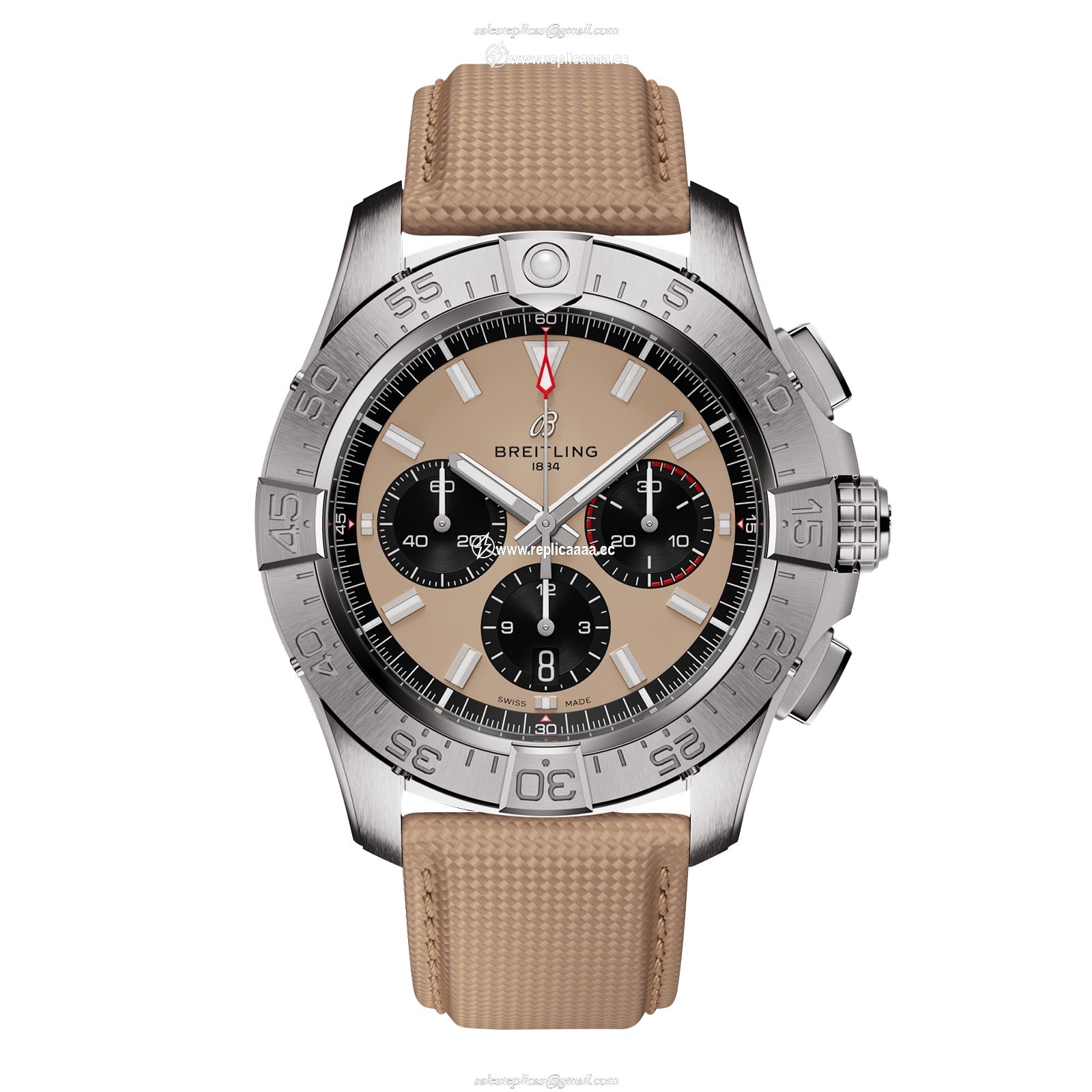 Breitling Avenger B01 Chronograph 44mm Mens details Beige Leather AB0147101A1X1 1 Breitling Avenger B01 Chronograph 44mm Mens details Beige Leather AB0147101A1X1