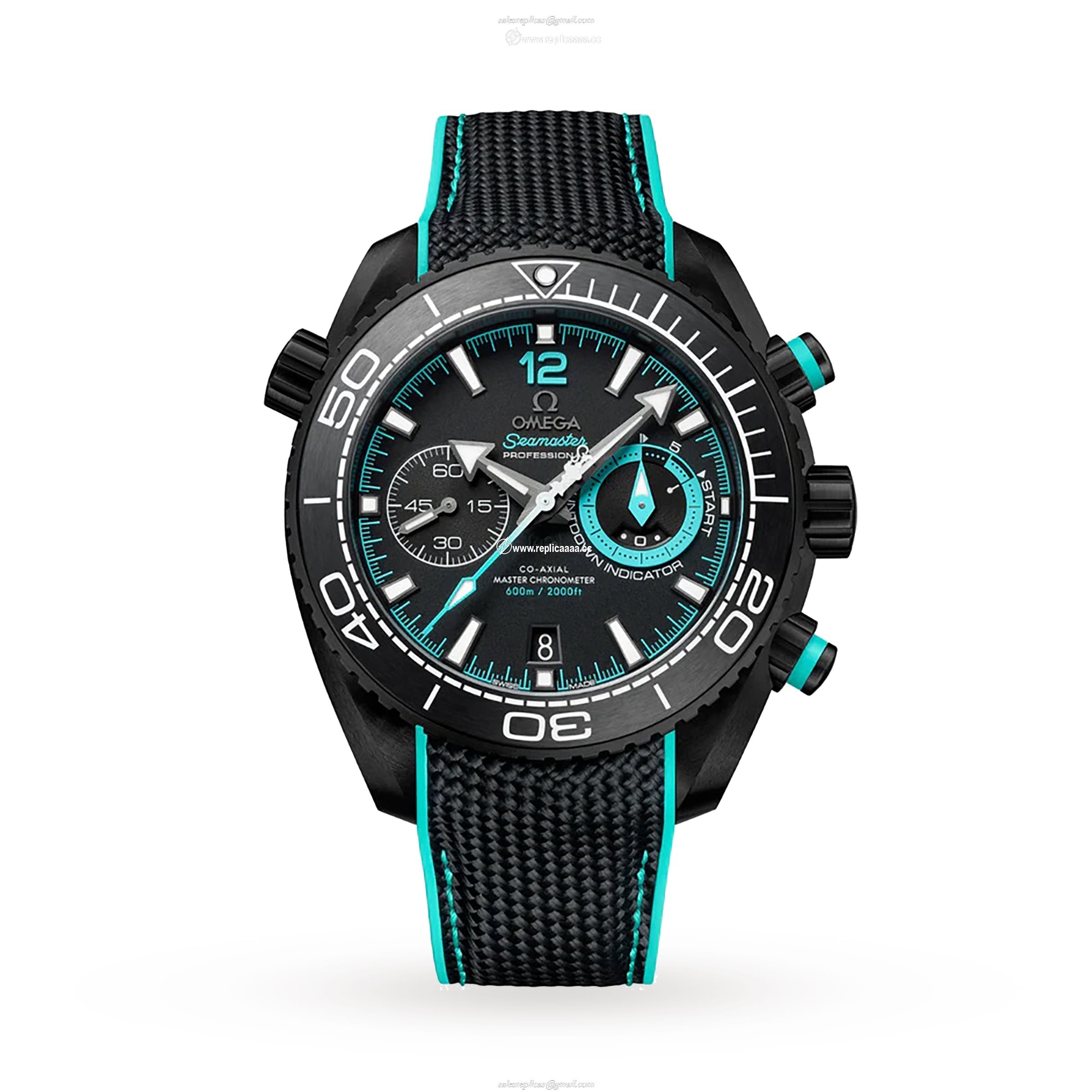 Omega Seamaster Planet Ocean 600m Co-Axial Master Chronometer Chronograph 45.5mm ETNZ Deep Black Mens details O21592465101003