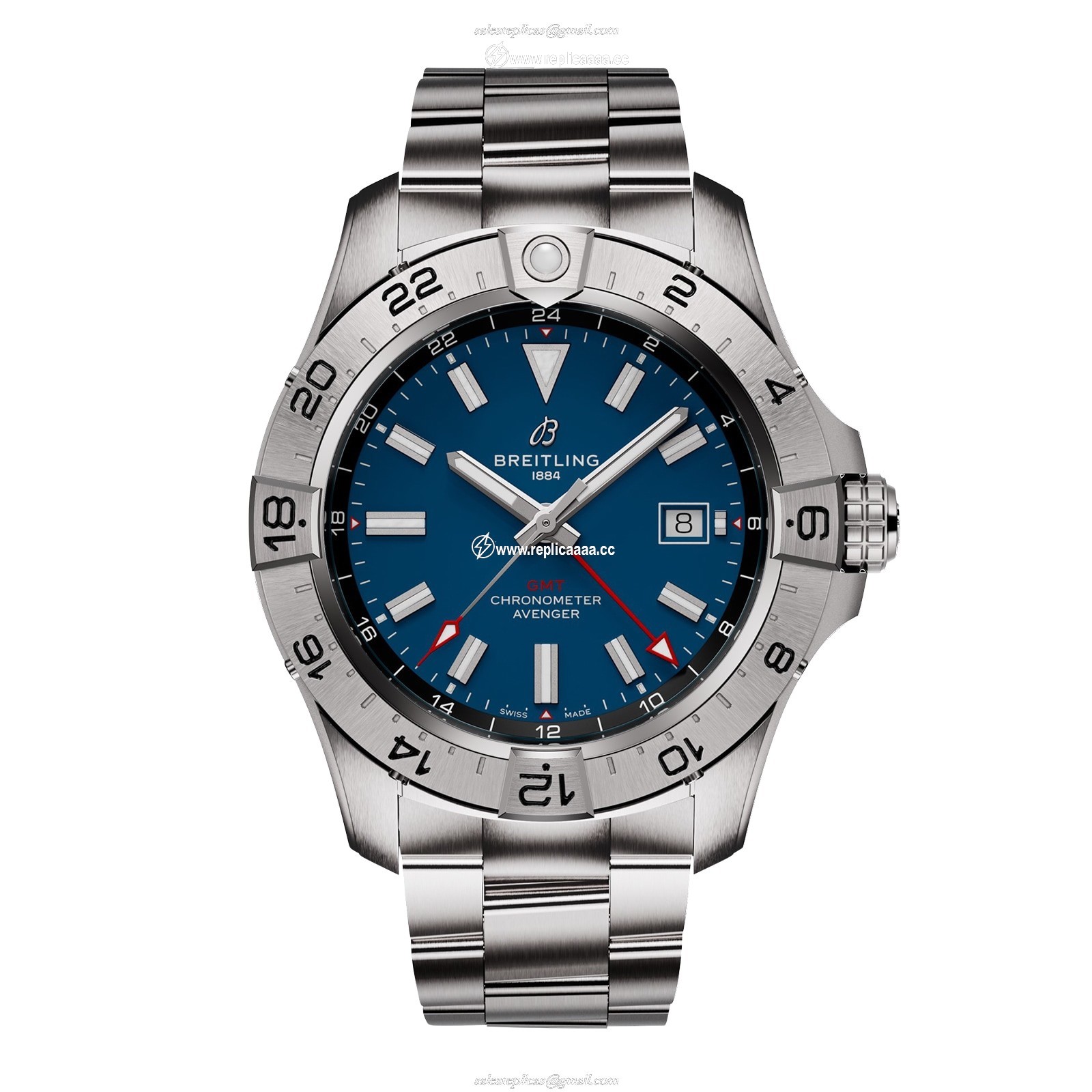 Breitling Avenger Automatic GMT 44mm Mens details Blue Stainless Steel A32320101C1A1