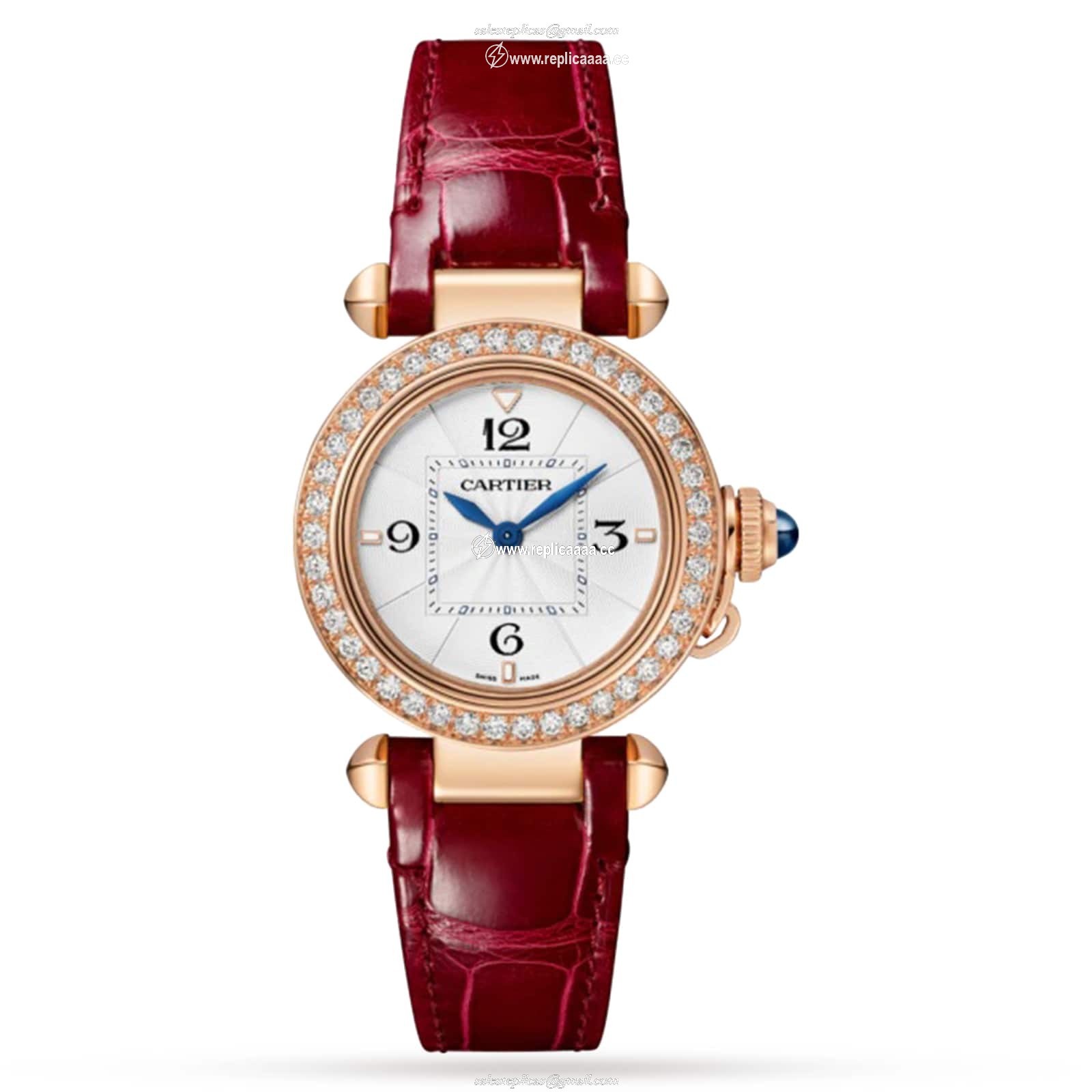 Cartier Pasha De Cartier details 30mm High Autonomy Quartz Movement Rose Gold Interchangeable Leather Straps WJPA0017