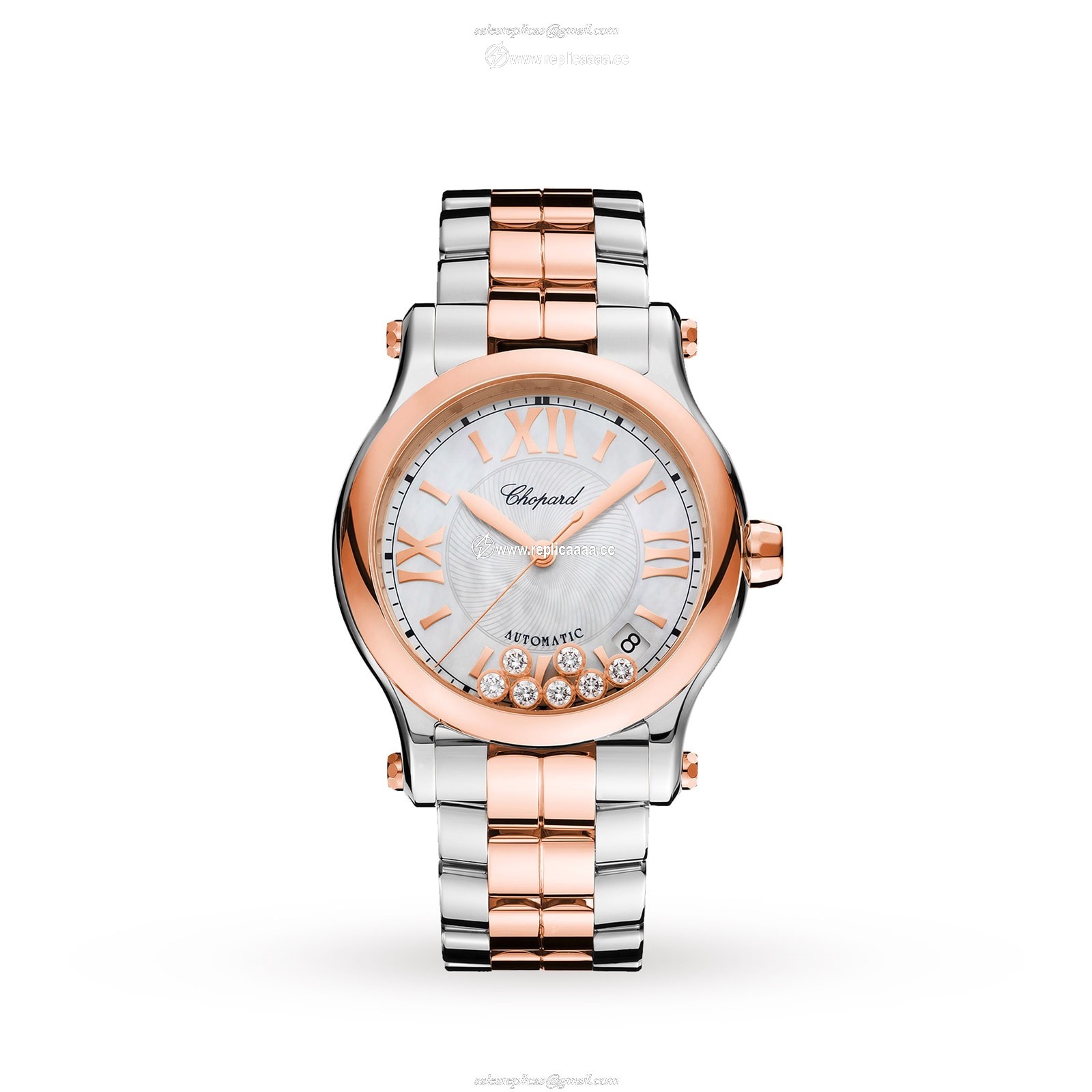 Chopard Happy Sport 36mm Automatic 18ct Rose Gold Stainless Steel and Diamond Ladies details 278559-6009 1 Chopard Happy Sport 36mm Automatic 18ct Rose Gold Stainless Steel and Diamond Ladies details 278559-6009
