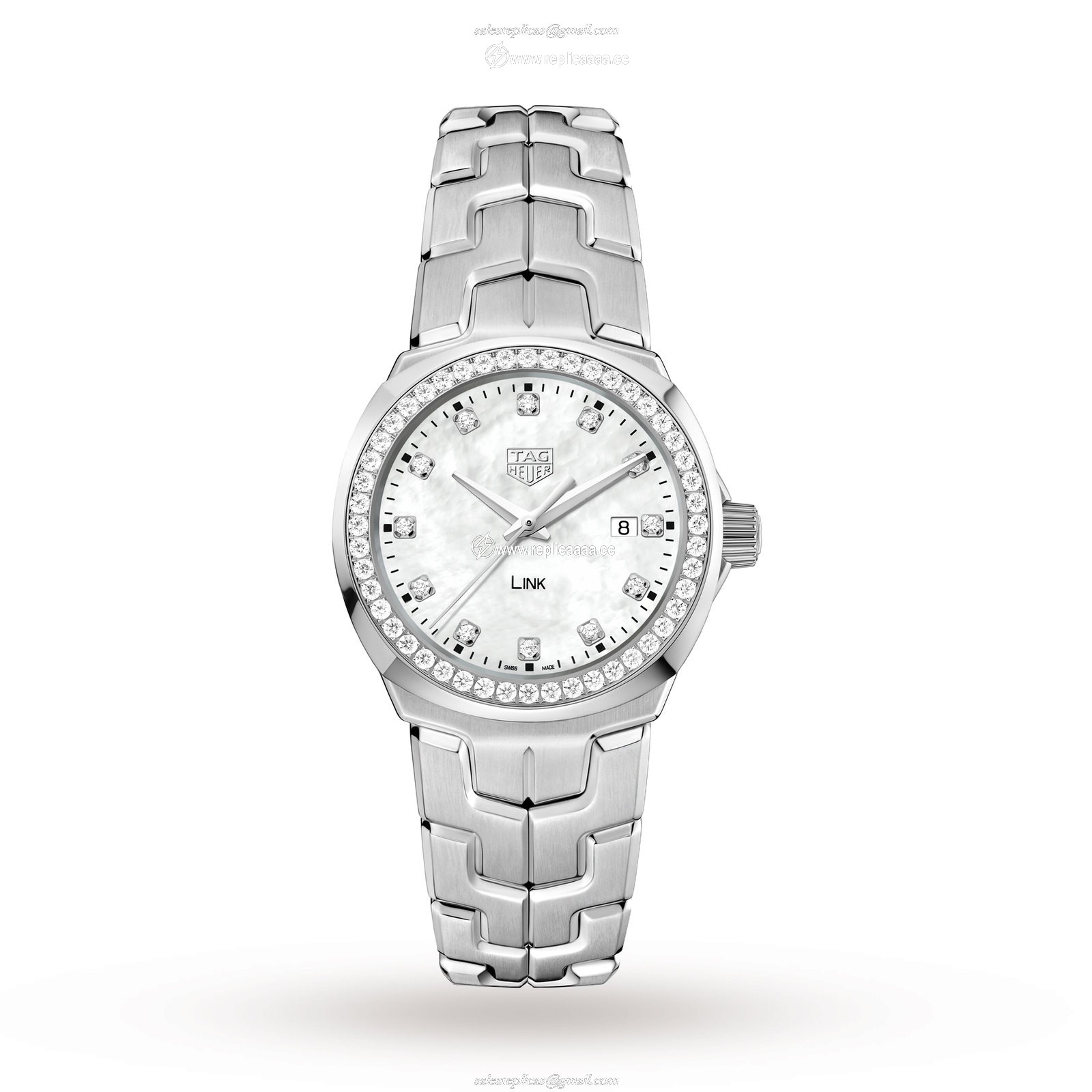 TAG Heuer Link 32mm Diamond Bezel Ladies details WBC1316.BA0600 1 TAG Heuer Link 32mm Diamond Bezel Ladies details WBC1316.BA0600