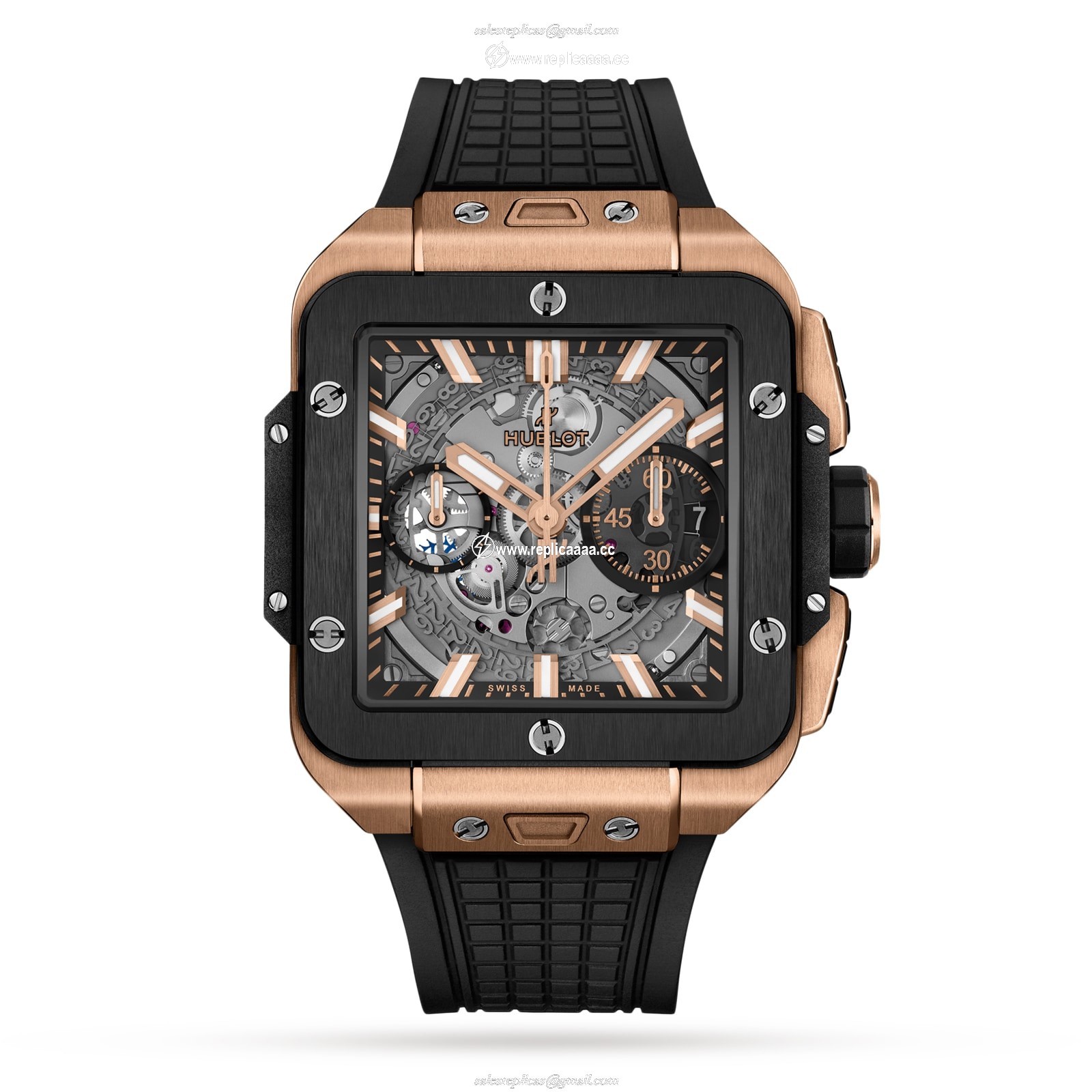 Hublot Square Bang Unico King Gold Ceramic 42mm Mens details 821.OM.0180.RX 1 Hublot Square Bang Unico King Gold Ceramic 42mm Mens details 821.OM.0180.RX