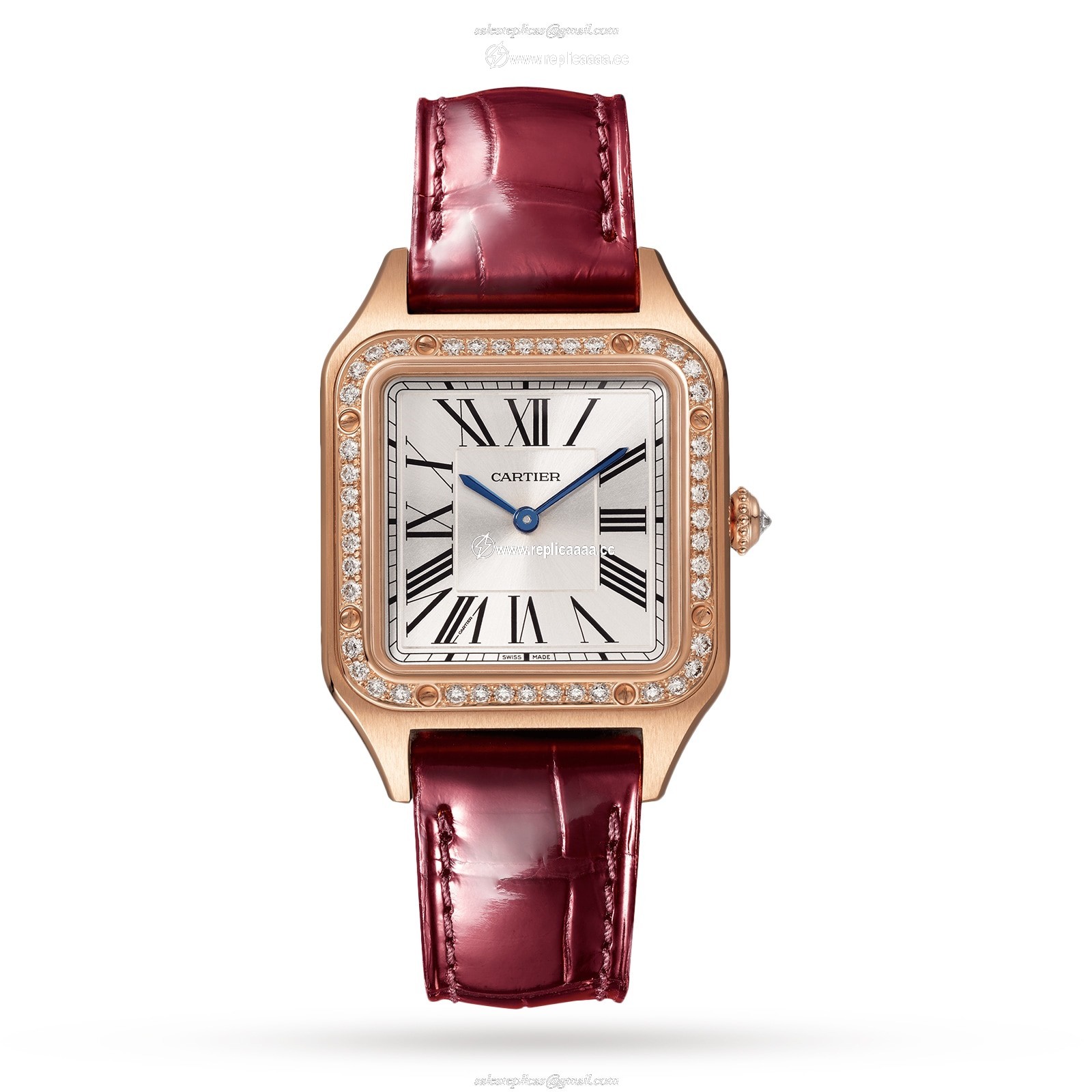 Cartier Santos-Dumont details Small Model Rose Gold Diamonds Leather Strap WJSA0017 1 Cartier Santos-Dumont details Small Model Rose Gold Diamonds Leather Strap WJSA0017