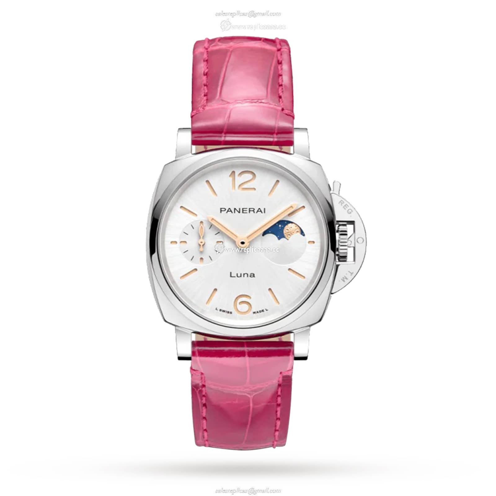 Panerai Luminor Due Luna Moonphase 38mm Ladies details - Pink PAM01180