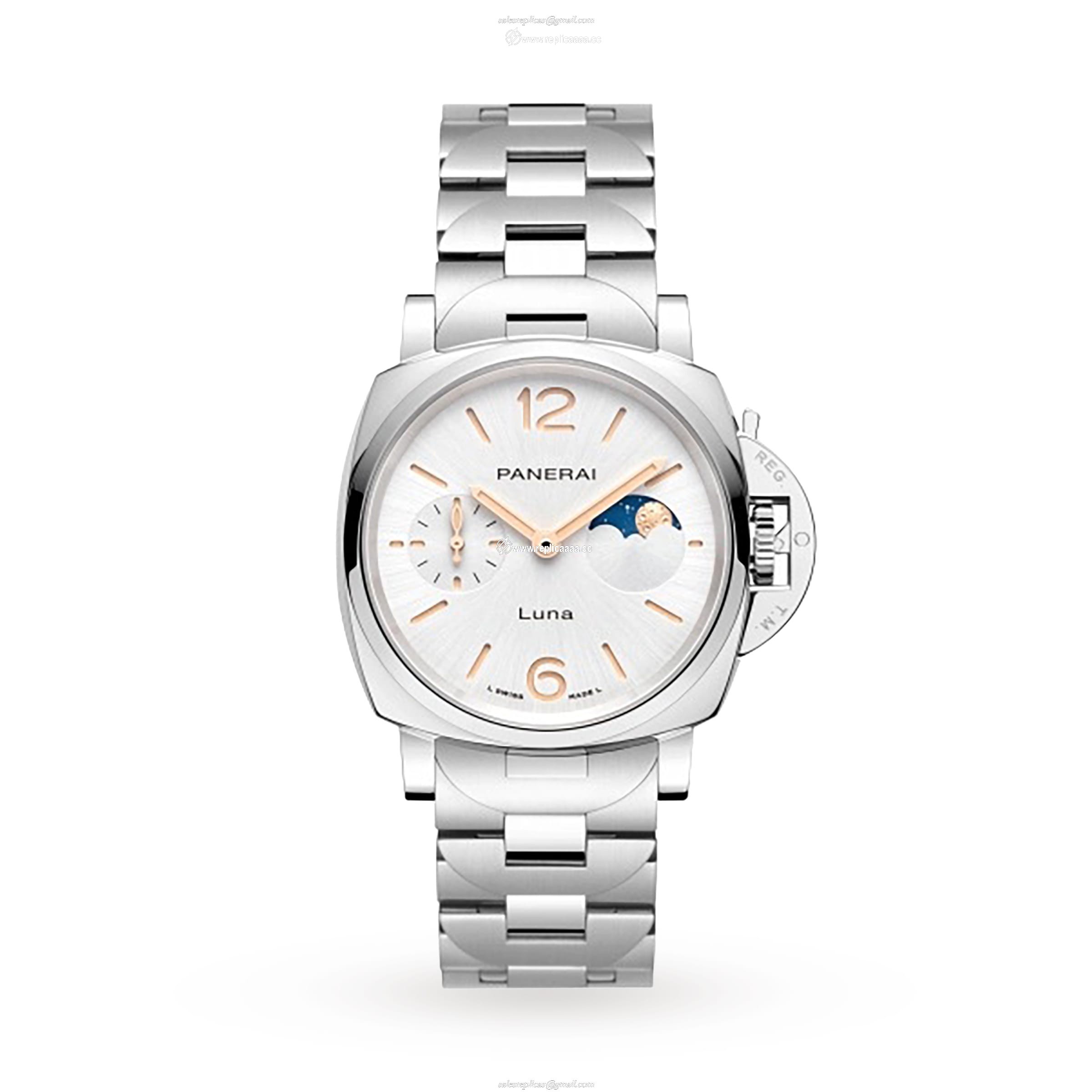 Panerai Luminor Due Luna 38mm Ladies details - Stainless Steel PAM01301