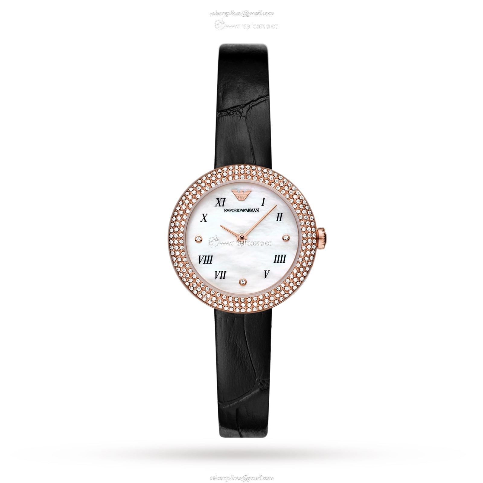 Emporio Armani Ladies Black Leather details AR11356