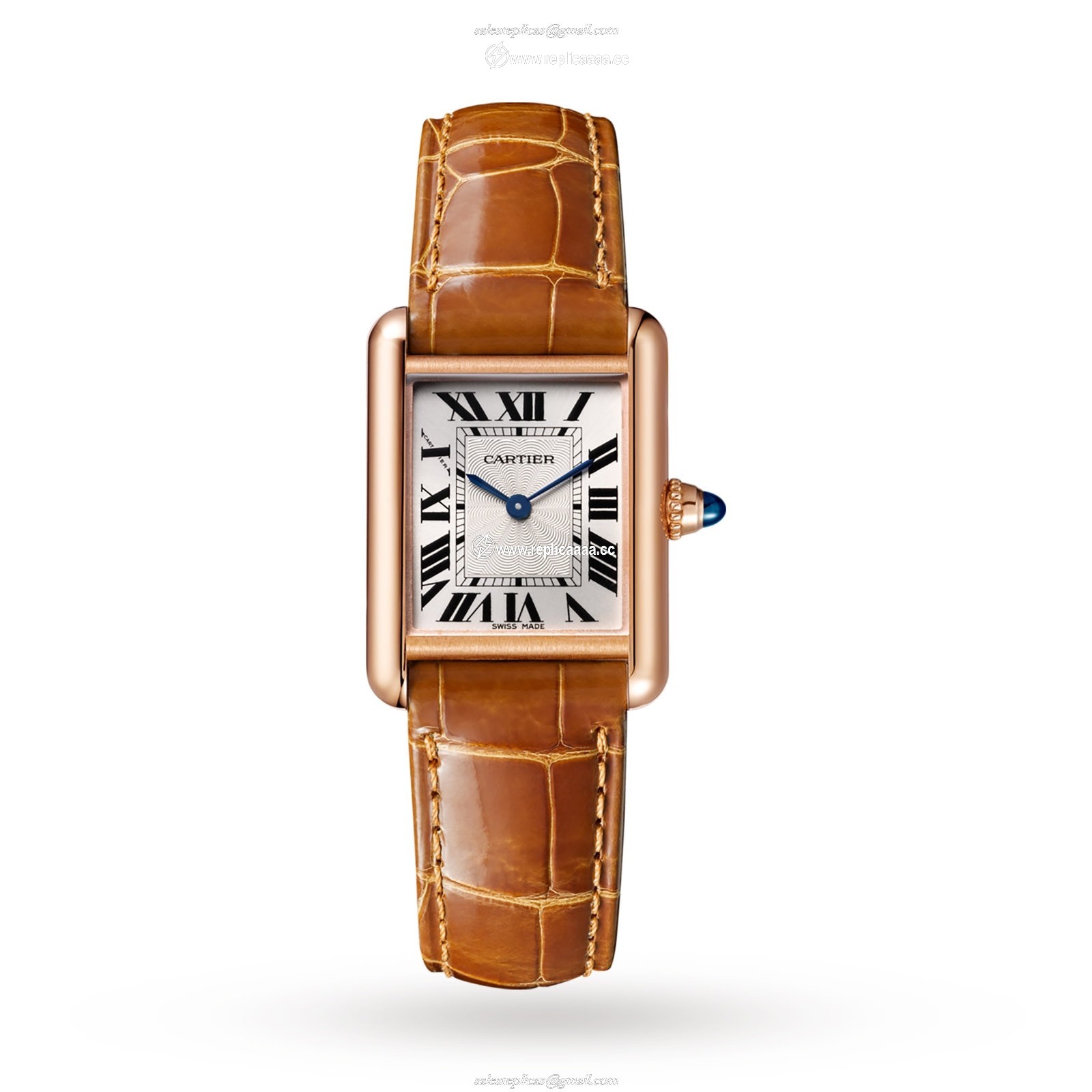 Cartier Tank Louis Cartier details Small Model Hand-Wound Mechanical Movement Rose Gold Leather WGTA0010