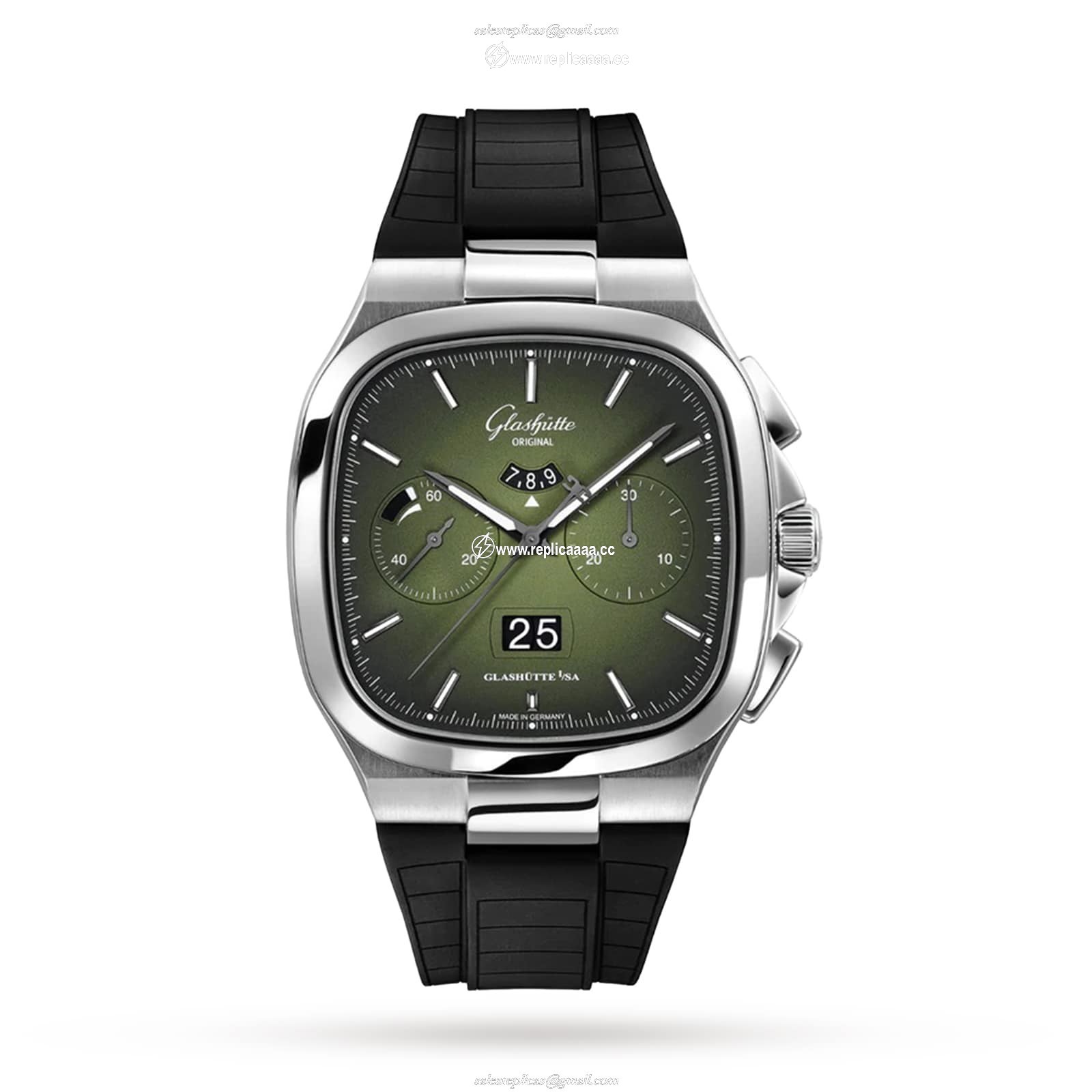 Glashutte Original Vintage Seventies Panorama Date 40mm Mens details - Rubber Strap 1-37-02-09-02-63