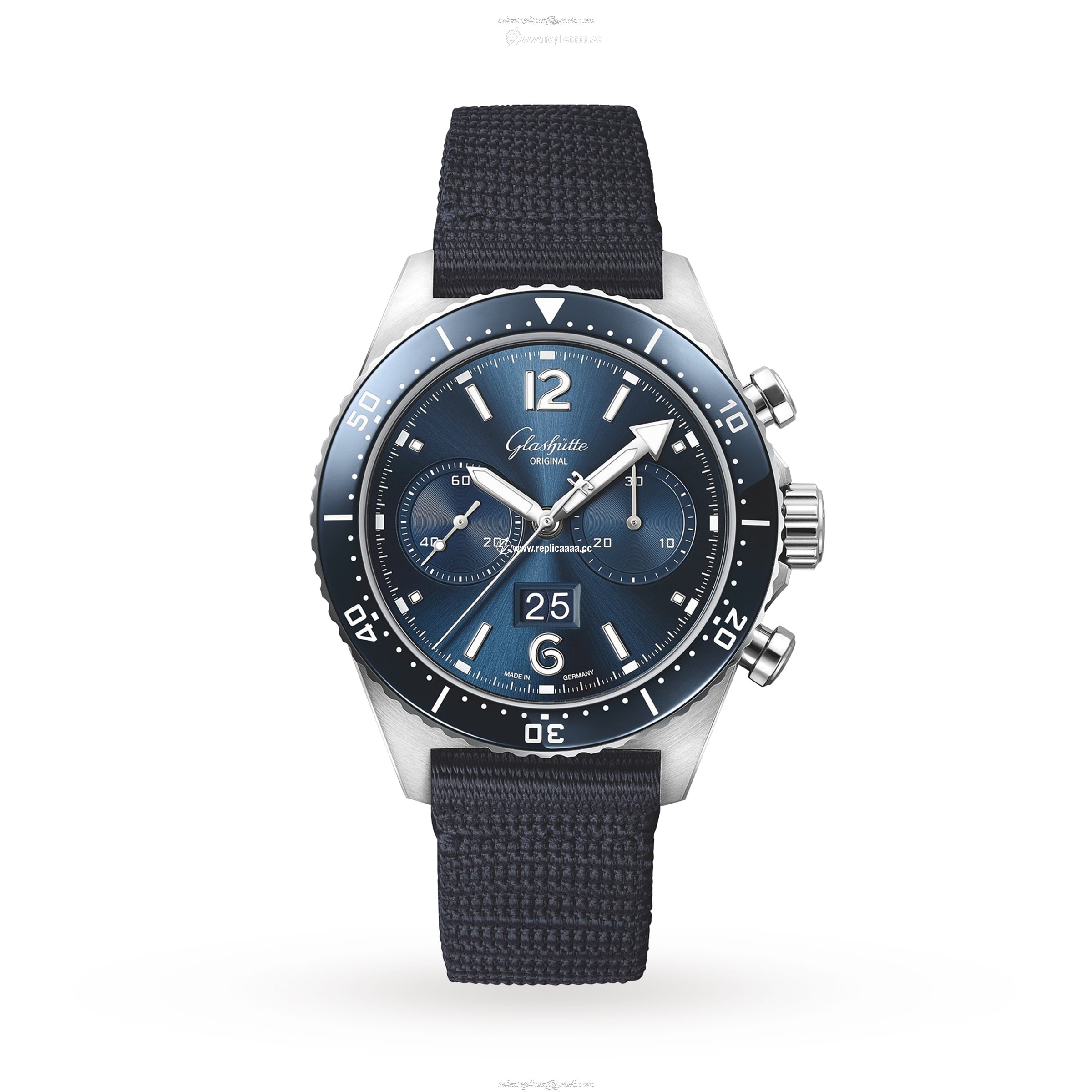 Glashutte Original SeaQ Chronograph 43.2mm Mens details - Fabric Blue Strap 1-37-23-02-81-36 1 Glashutte Original SeaQ Chronograph 43.2mm Mens details - Fabric Blue Strap 1-37-23-02-81-36