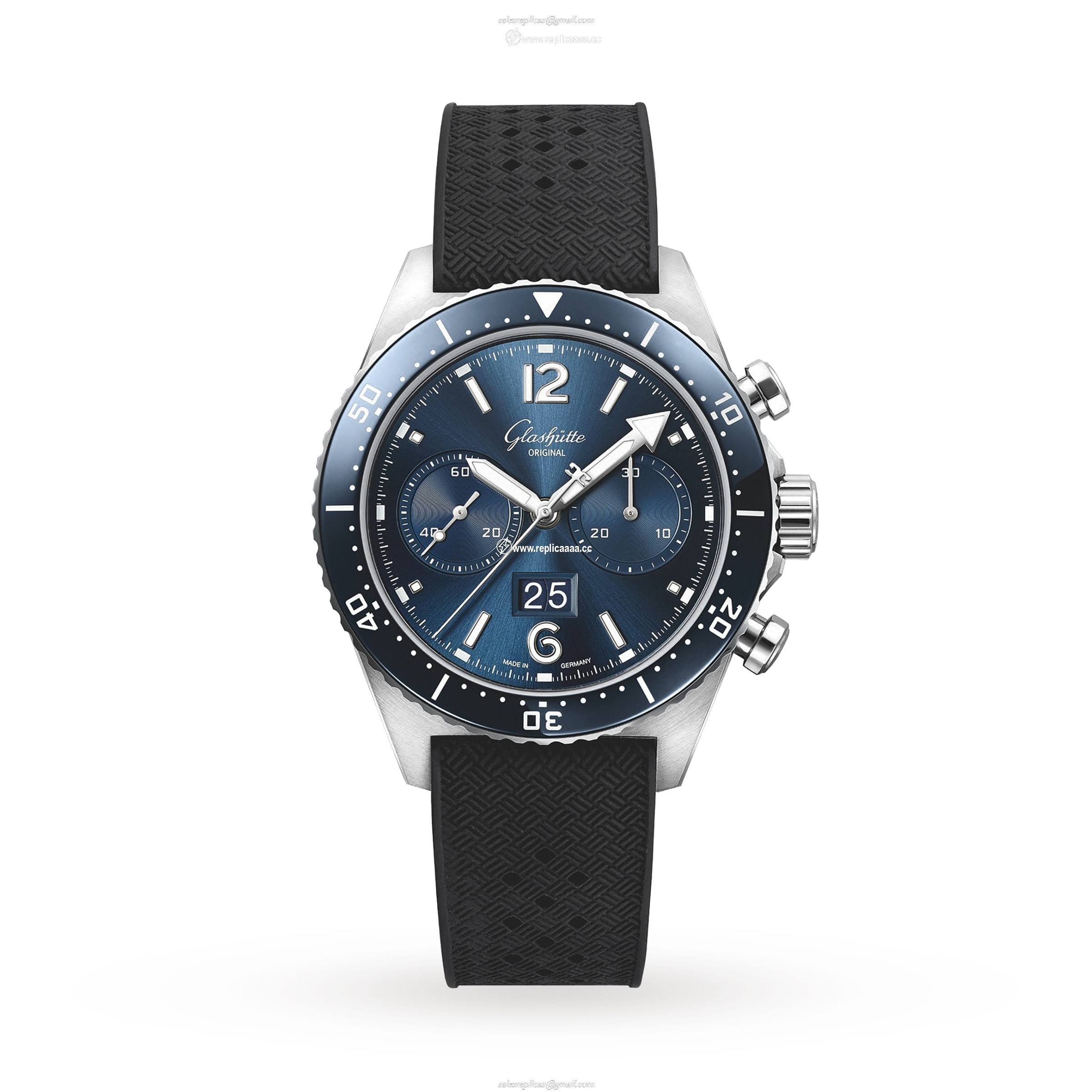 Glashutte Original SeaQ Chronograph 43.2mm Mens details - Rubber Strap 1-37-23-02-81-33