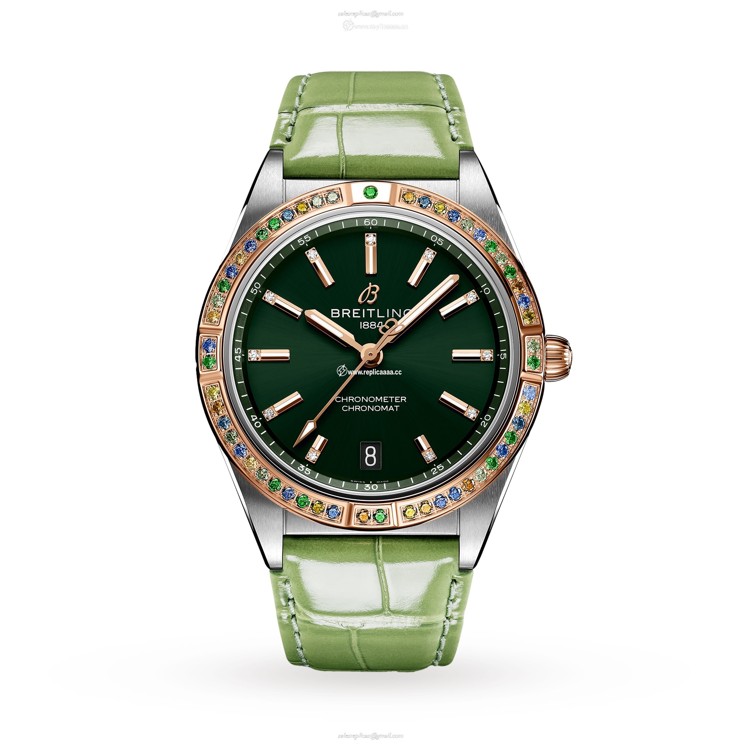 Breitling Chronomat Automatic 36 South Sea Green Leather Strap Ladies details U10380611L1P1