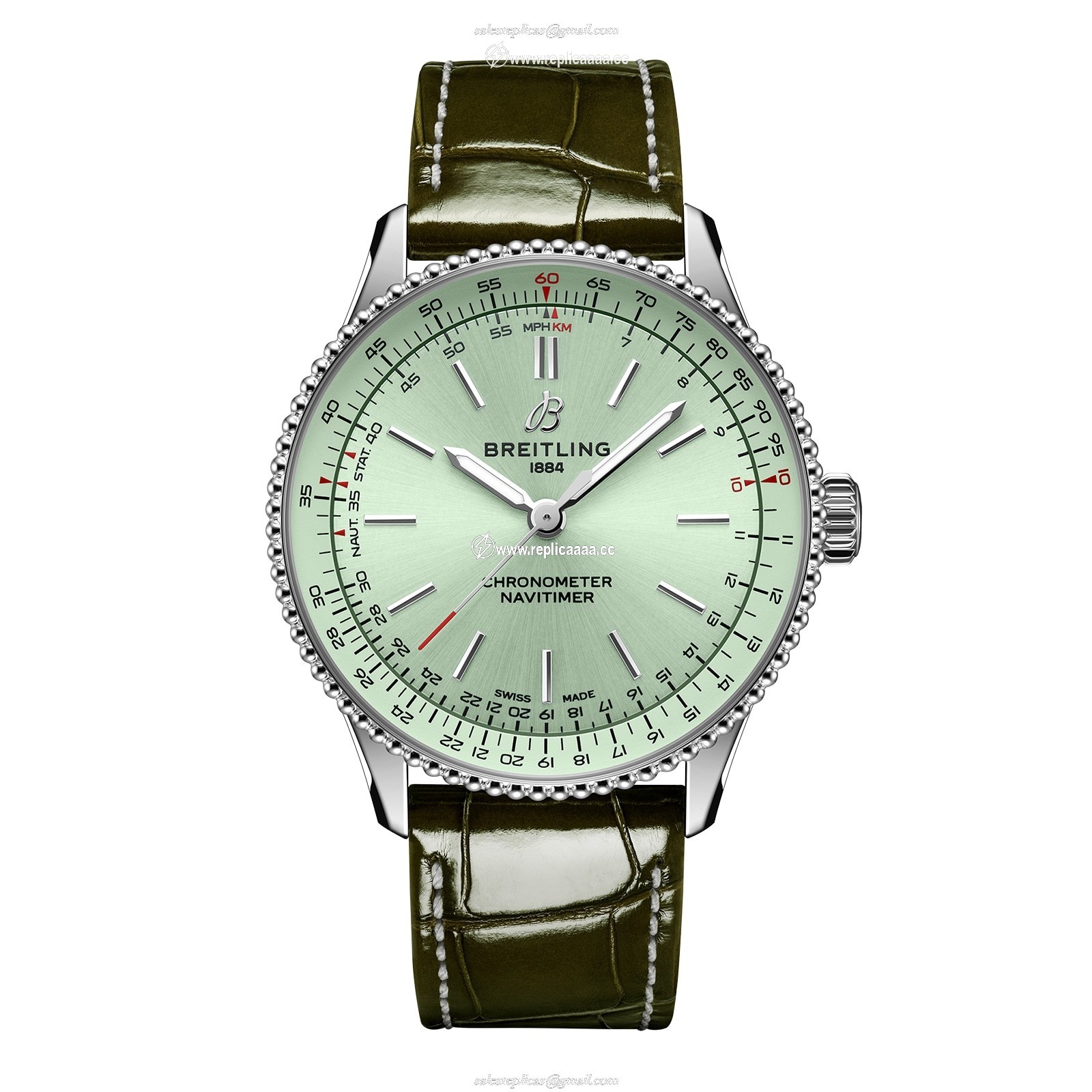 Breitling Navitimer 36mm Ladies details Green Alligator A17327361L1P1 1 Breitling Navitimer 36mm Ladies details Green Alligator A17327361L1P1