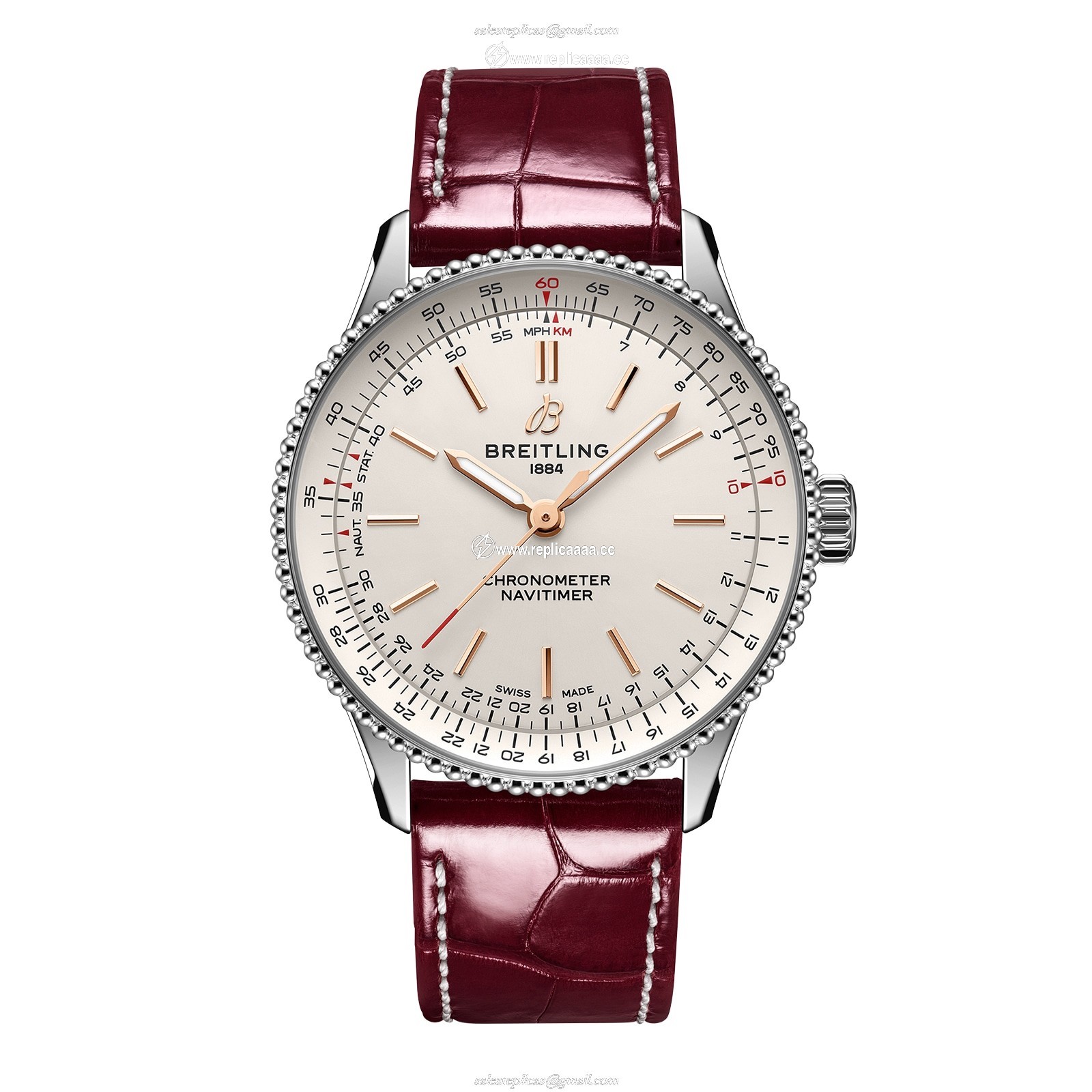 Breitling Navitimer 36mm Ladies details Silver Alligator A17327211G1P1